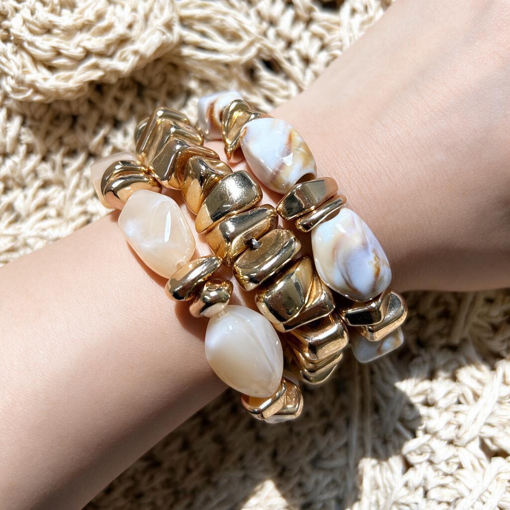 Modern Gold Ivory Geometric Bracelet JLTB1231