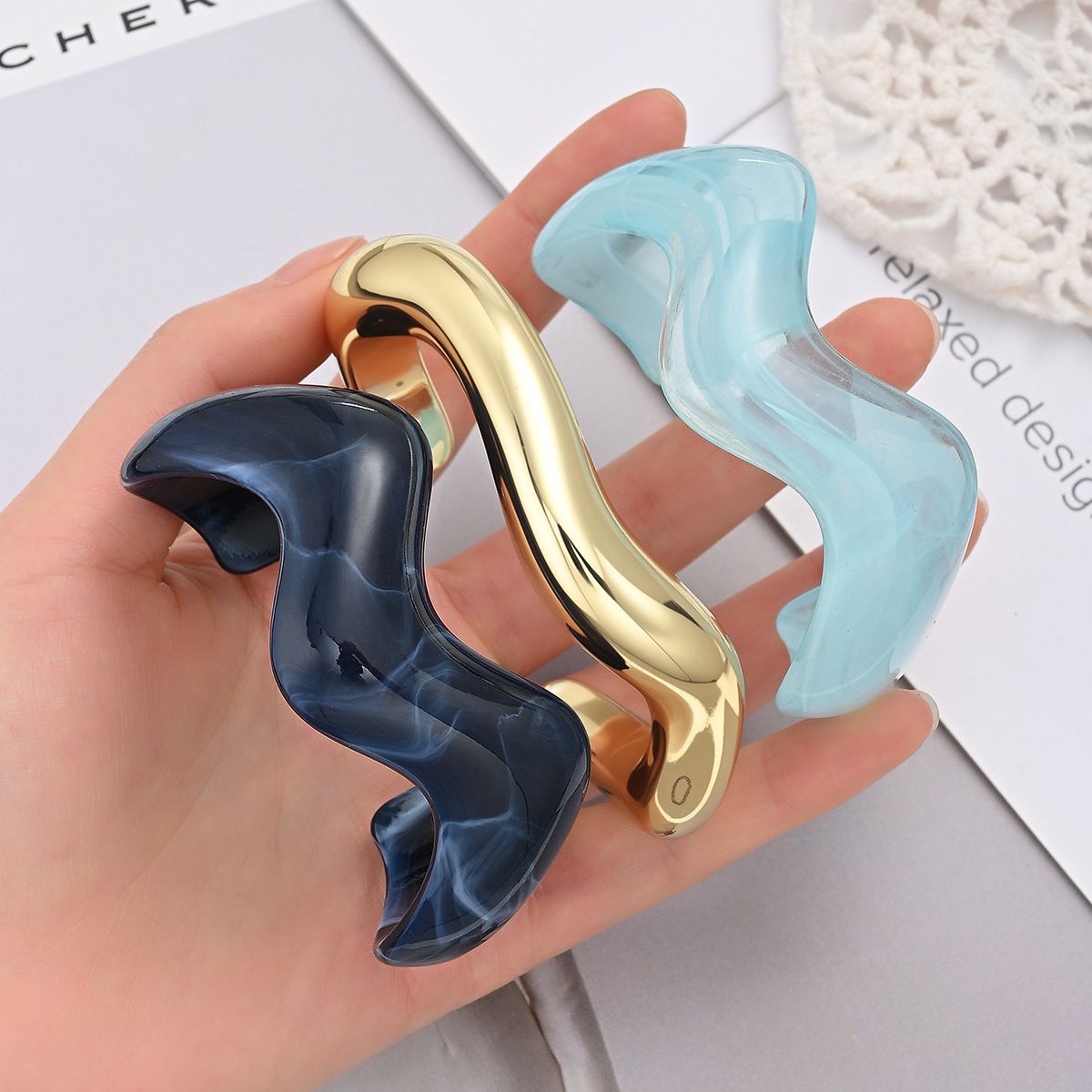 Multicolor Chunky Acrylic Bangle Bracelet Set JLTB1234