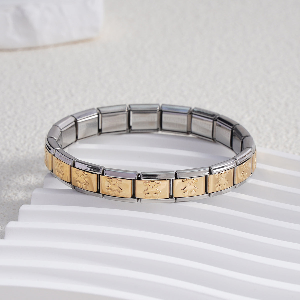 Silver Gold-Block Link Bracelet JLTB1259