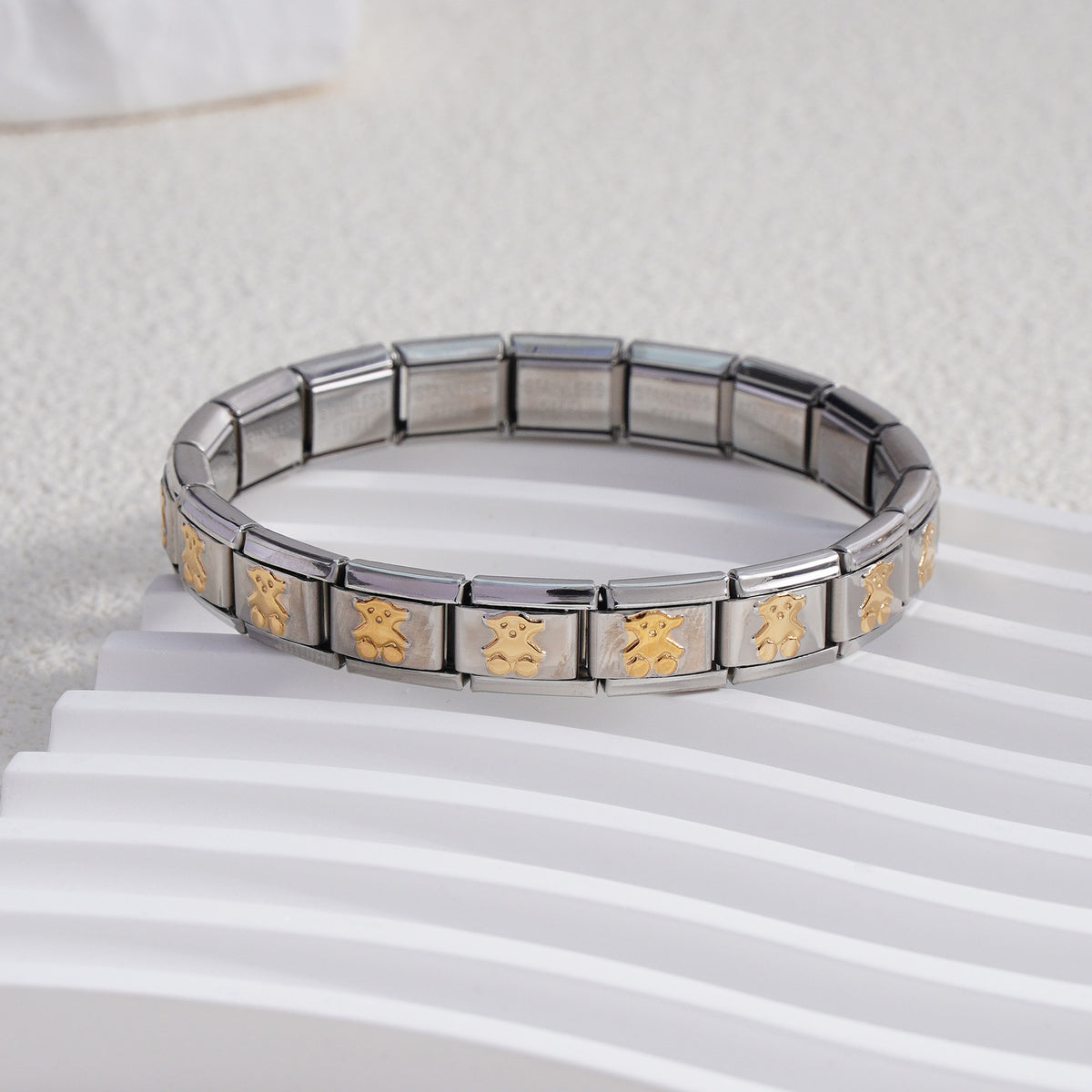 Silver Gold-Block Chain Bracelet JLTB1260