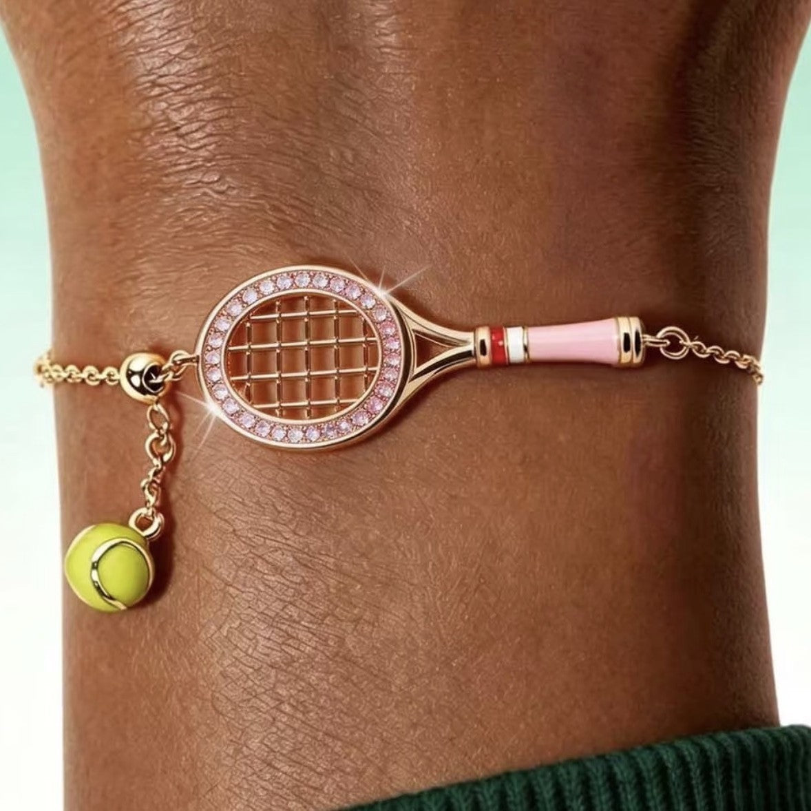 Rose Gold Tennis Crystal Charm Bracelet JLTB1263