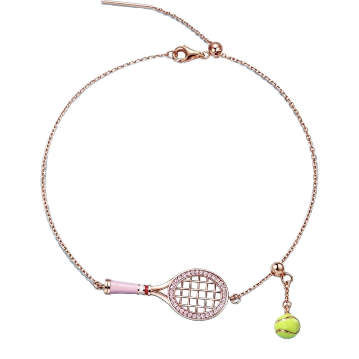 Rose Gold Tennis Crystal Charm Bracelet JLTB1263
