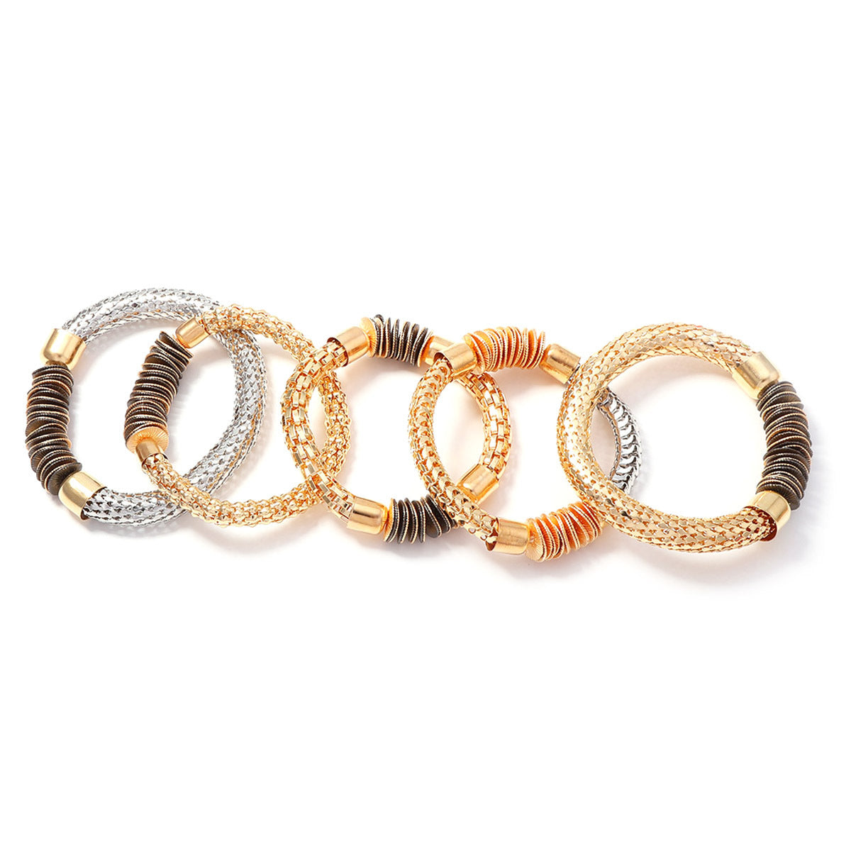 Gold Black-Beaded Layered Bracelet Pack-5 JLTB1264