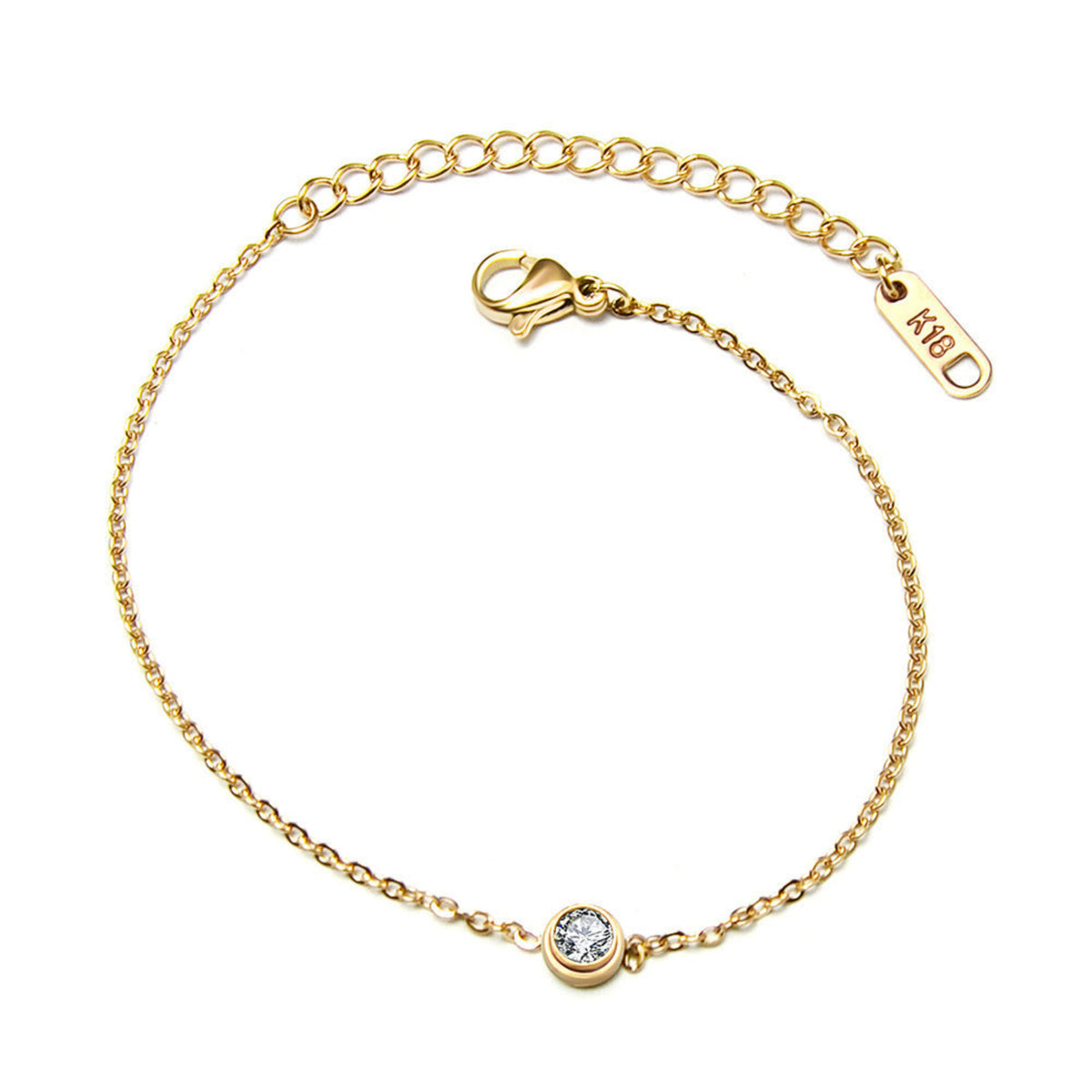 Gold Solitaire Crystal Link Bracelet JLTB1281