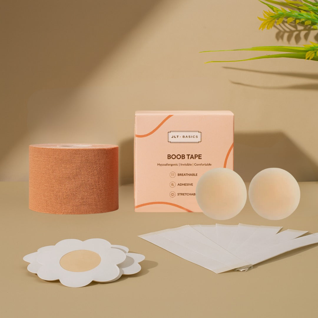 Just Lil Things All-in-One Boob Tape Kit with Nipple Covers, Pasties & Fashion Tapes JLTBasicscombo001