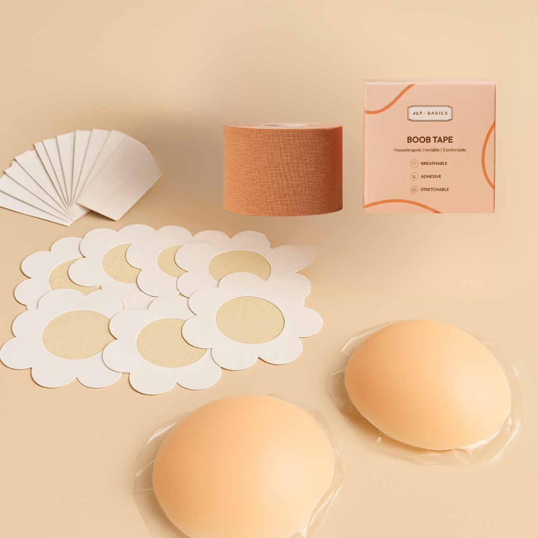 Just Lil Things All-in-One Boob Tape Kit with Nipple Covers, Pasties & Fashion Tapes JLTBasicscombo001