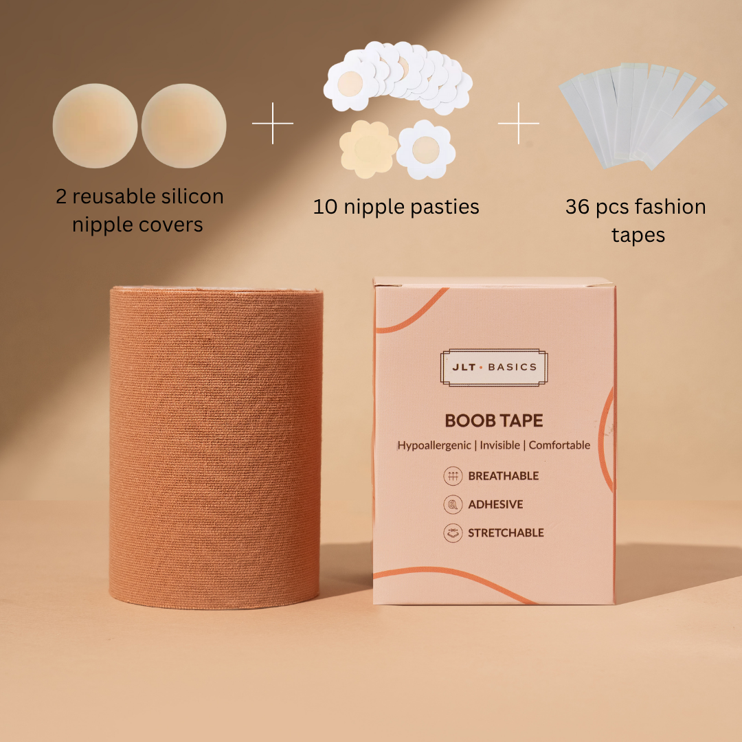 Just Lil Things Boob Tape Complete Styling Kit – With Nipple Covers, Pasties & Fashion Tapes JLTBasicscombo002