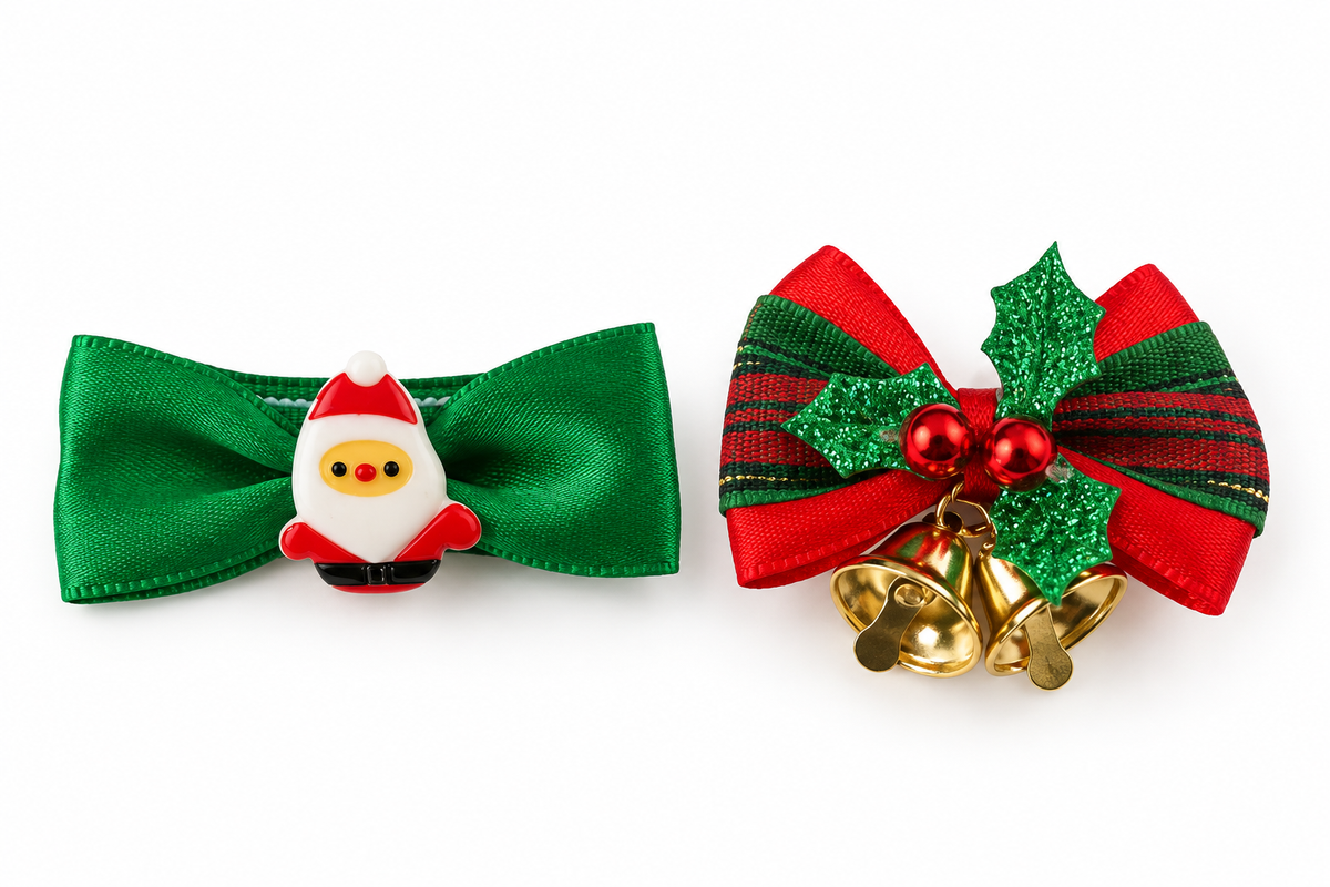 Festive Santa Bow & Jingle Bell Holly Hair Accessory Pack-2 JLTC0157