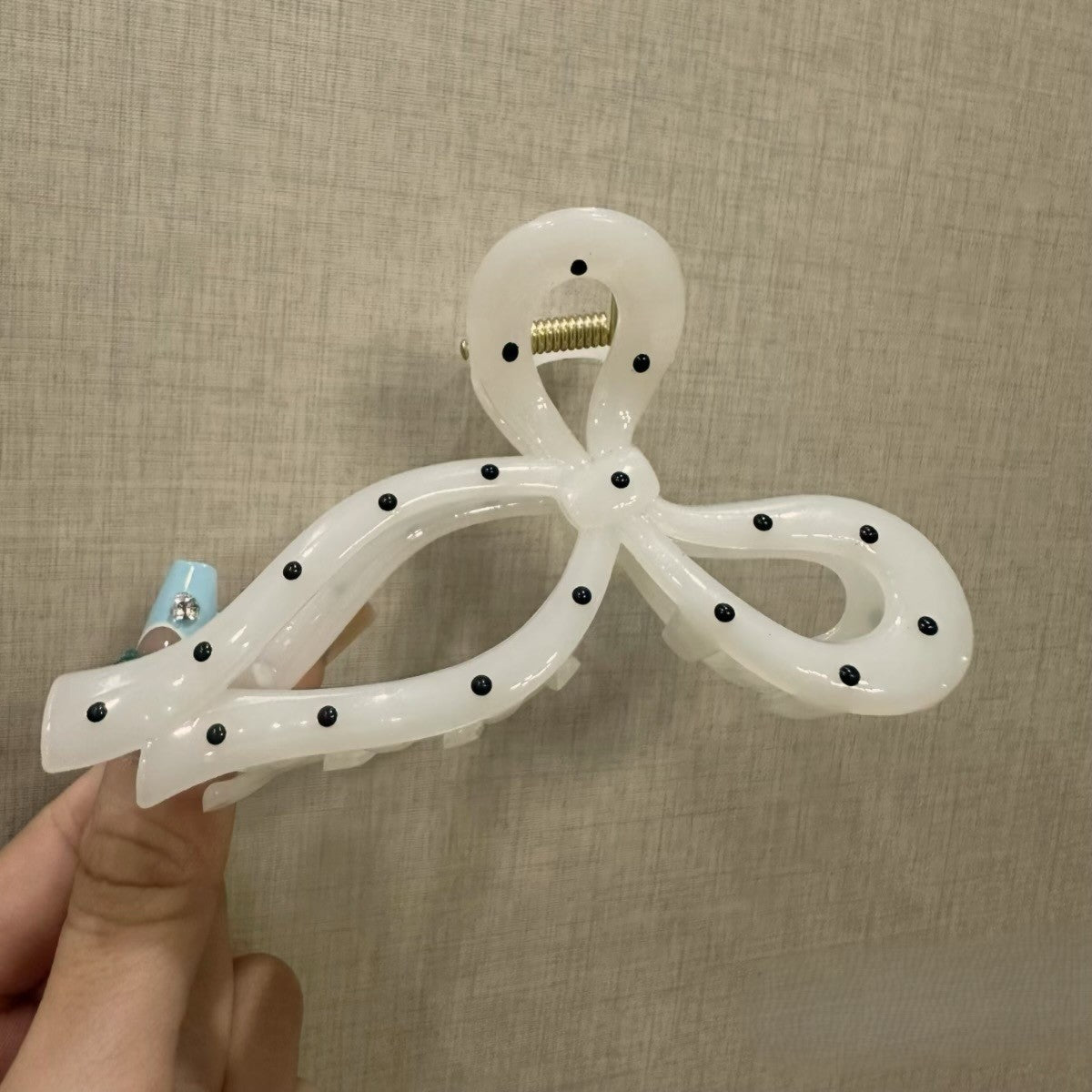White Butterfly Hair Claw Clip with Dots JLTC0179