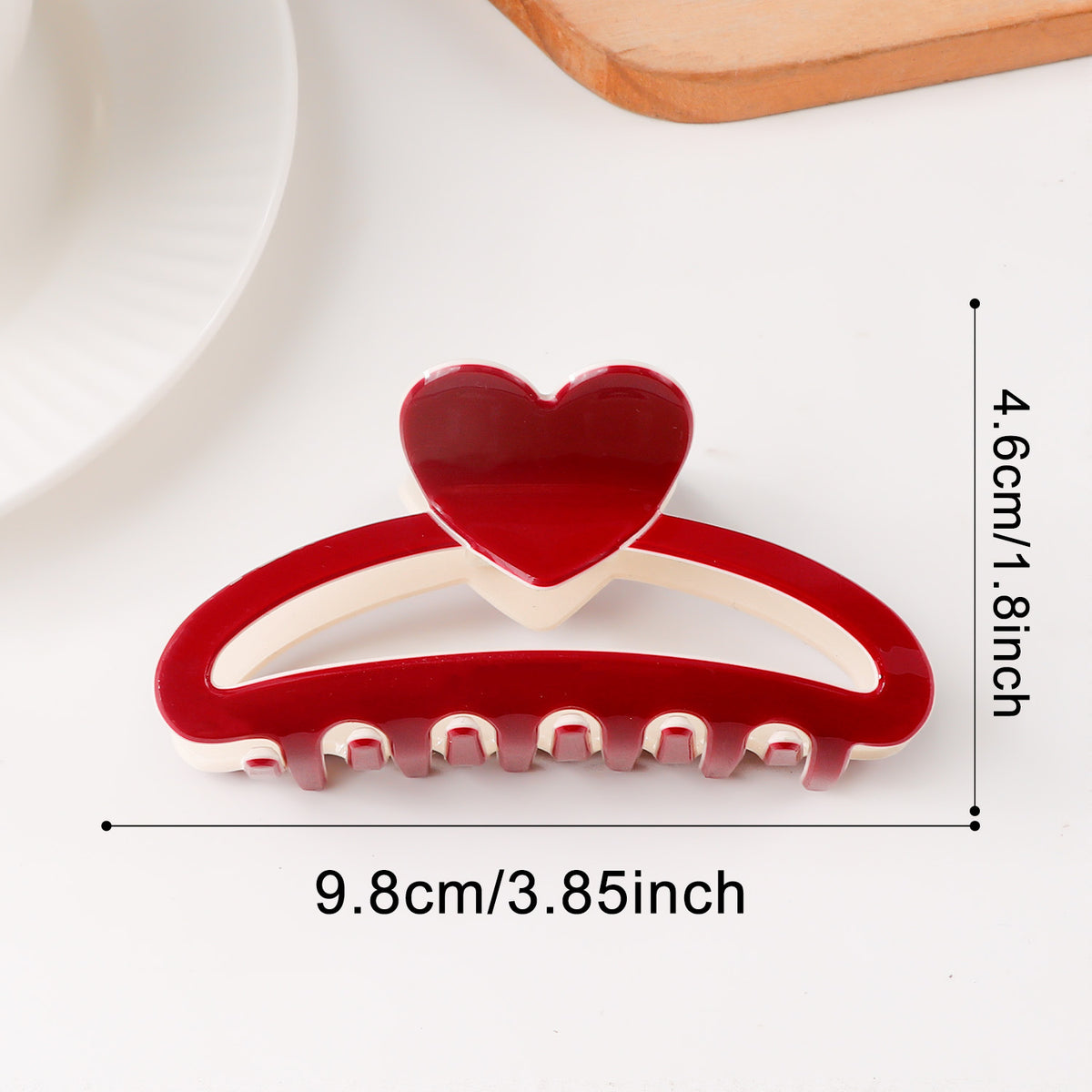 Red Heart Hair Claw Clip JLTC0186