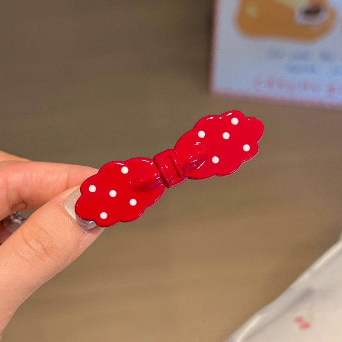 Red Polka-Dot designed Bow Hair Clip JLTC0212