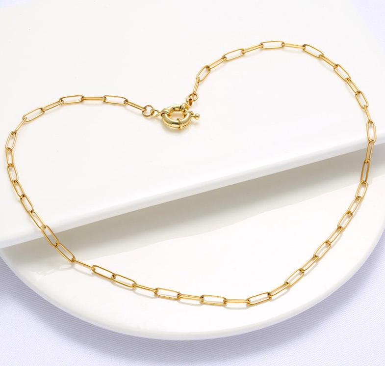 Just Lil things Elegant Paperclip Chain in Gold Finish Necklace JLTCHN0004