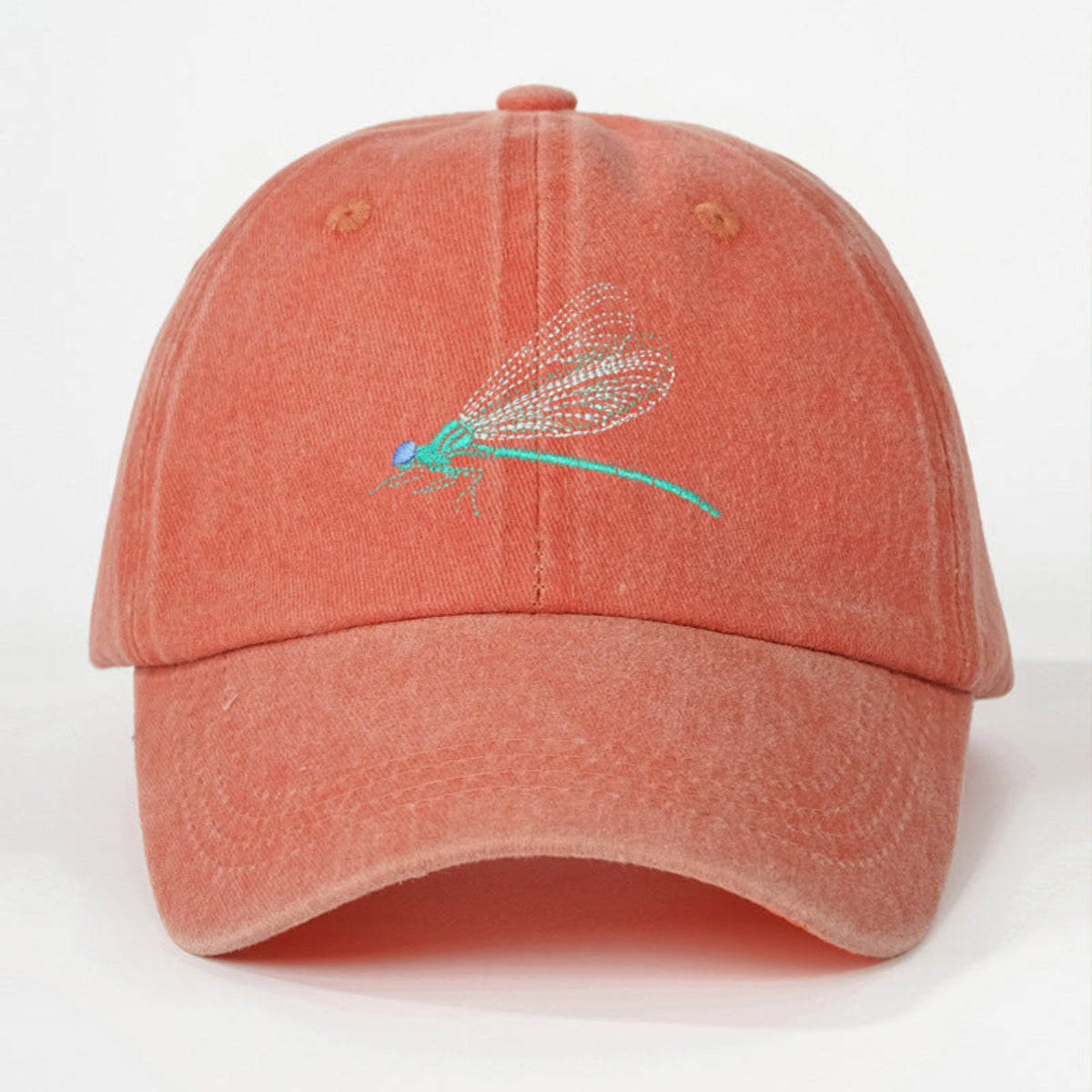 Coral Pink Abstract Embroidery Cap JLTCP0014