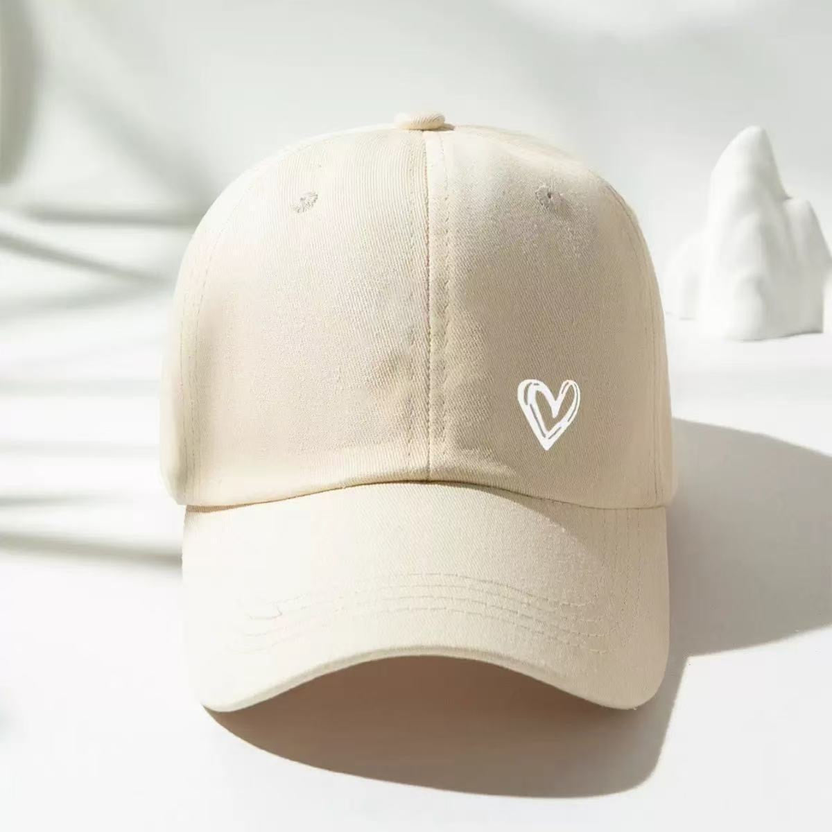 Ivory Heart Embroidery Baseball Cap JLTCP0036