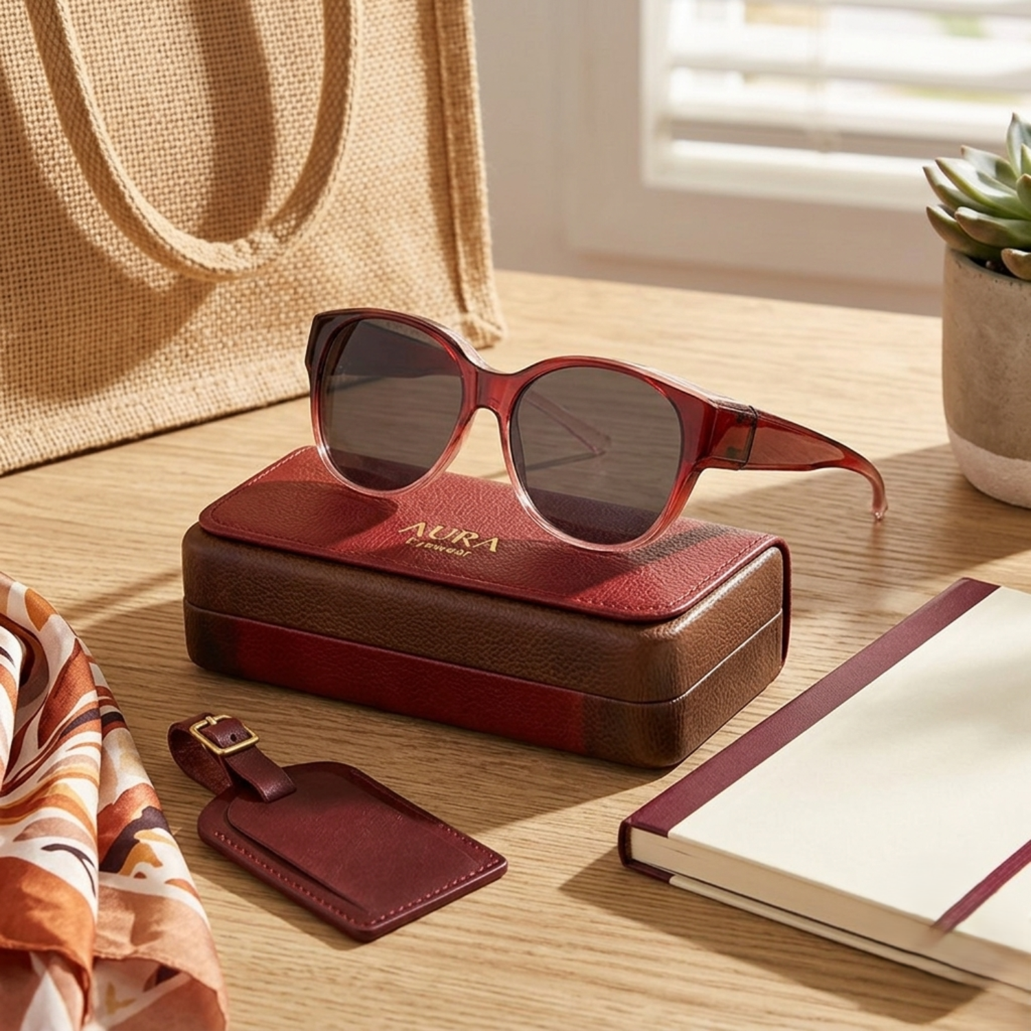 Translucent Red Round Sunglasses JLTG0143