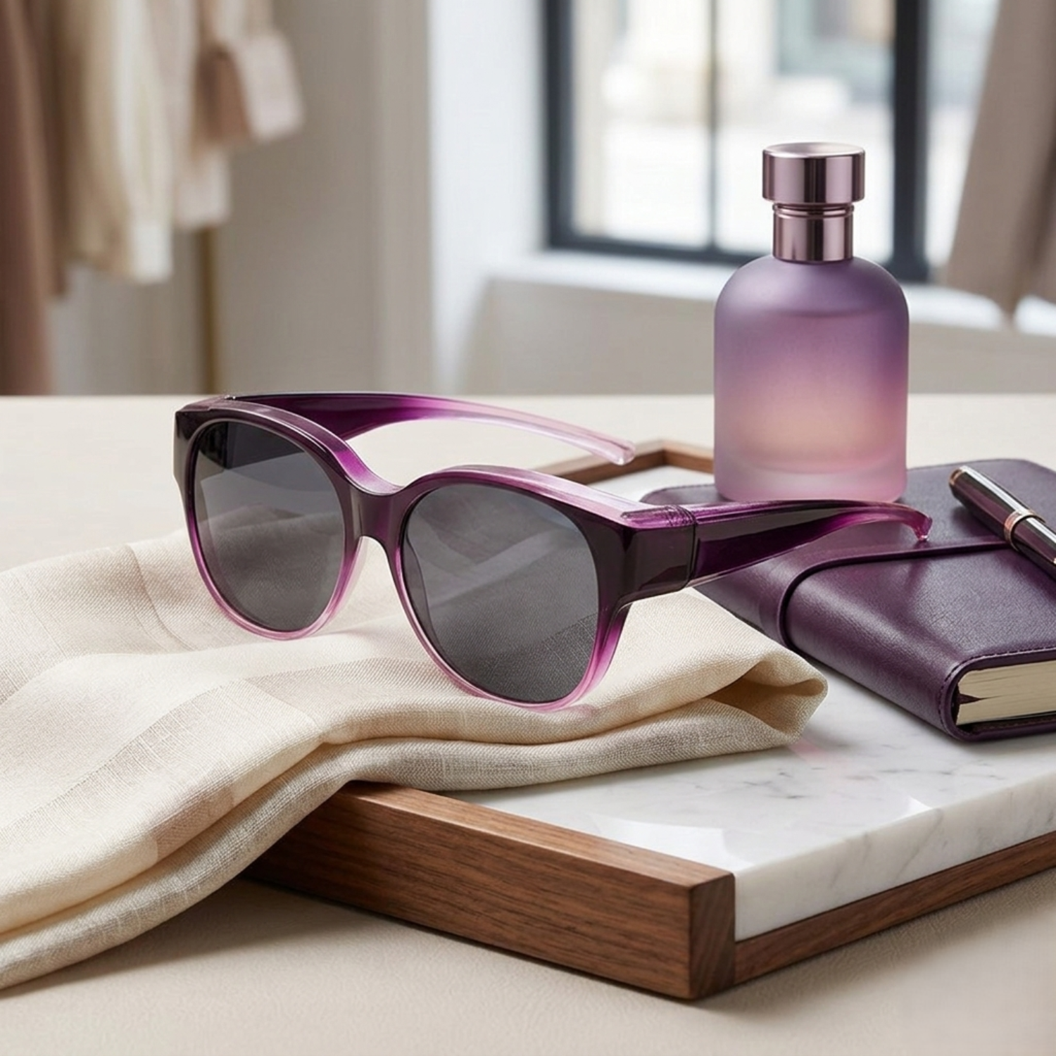 Translucent Purple Round Sunglasses JLTG0144