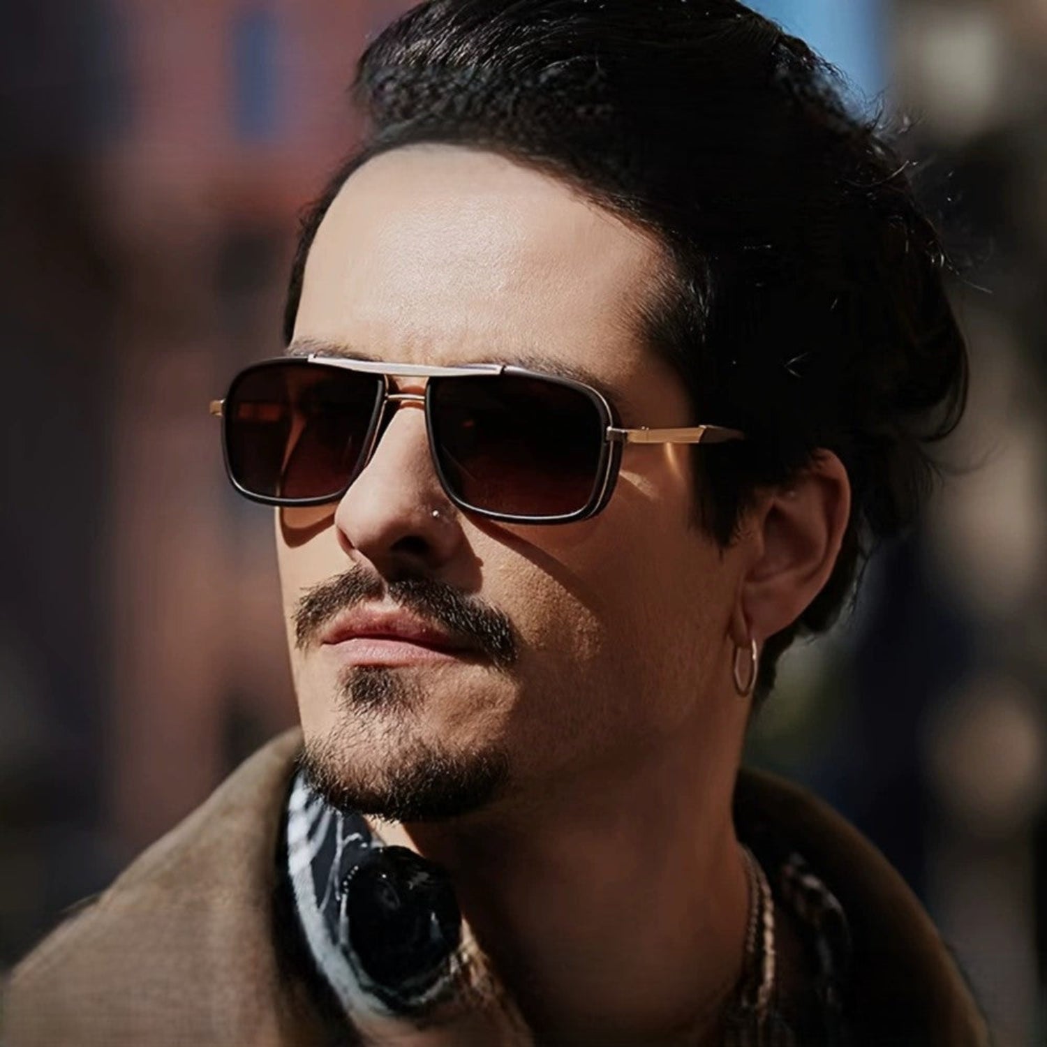 Brown Tinted Square Shield Sunglasses JLTG0146