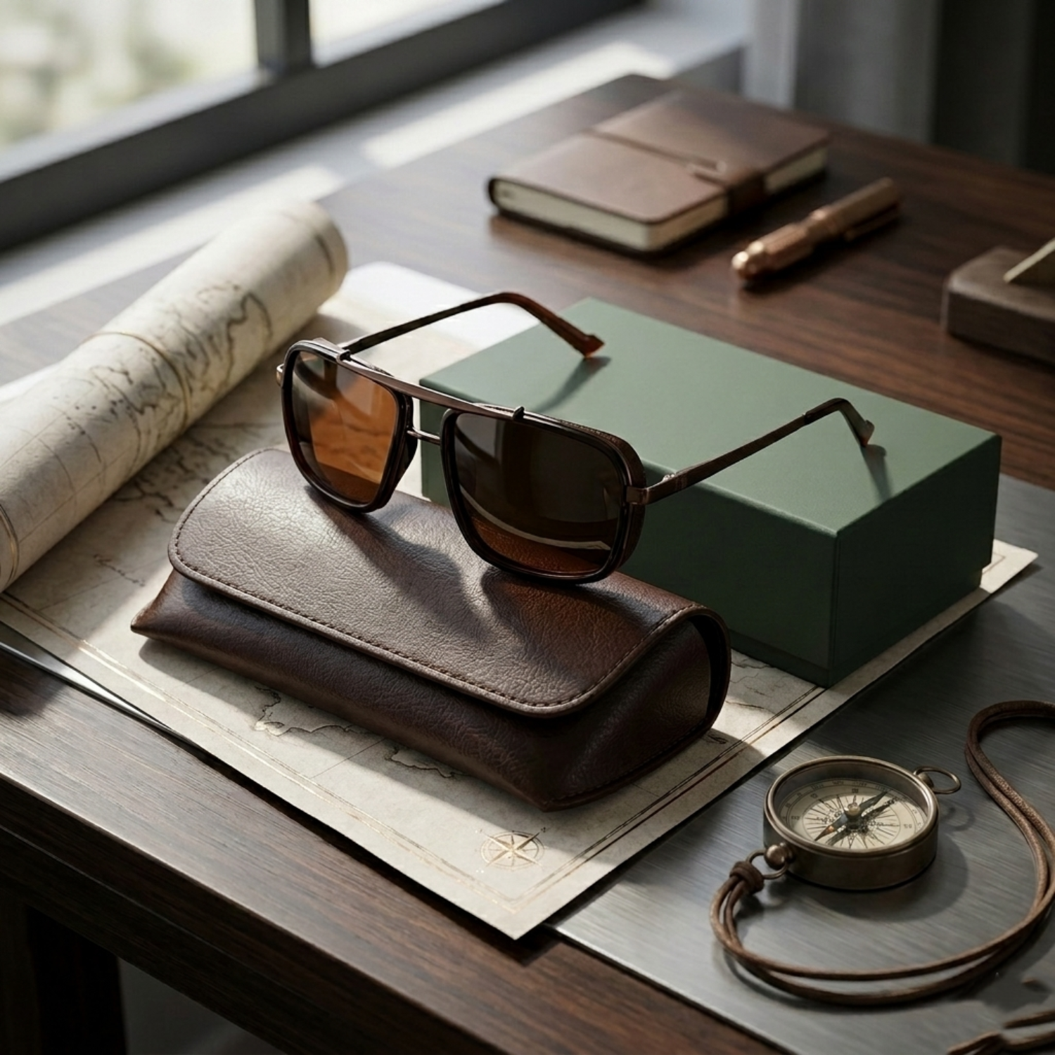 Brown Tinted Square Shield Sunglasses JLTG0146