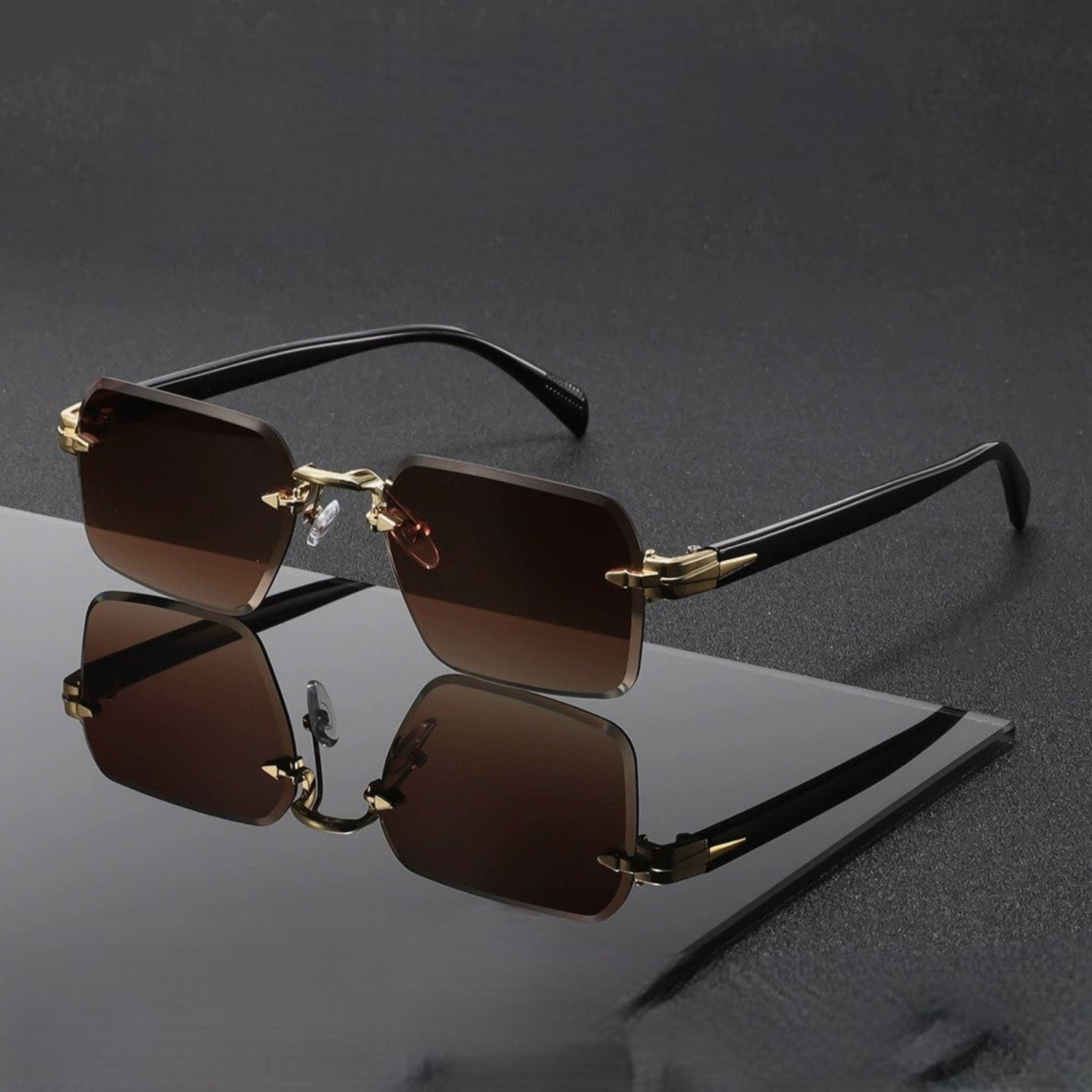 Brown Gradient Rimless Sunglasses JLTG0154
