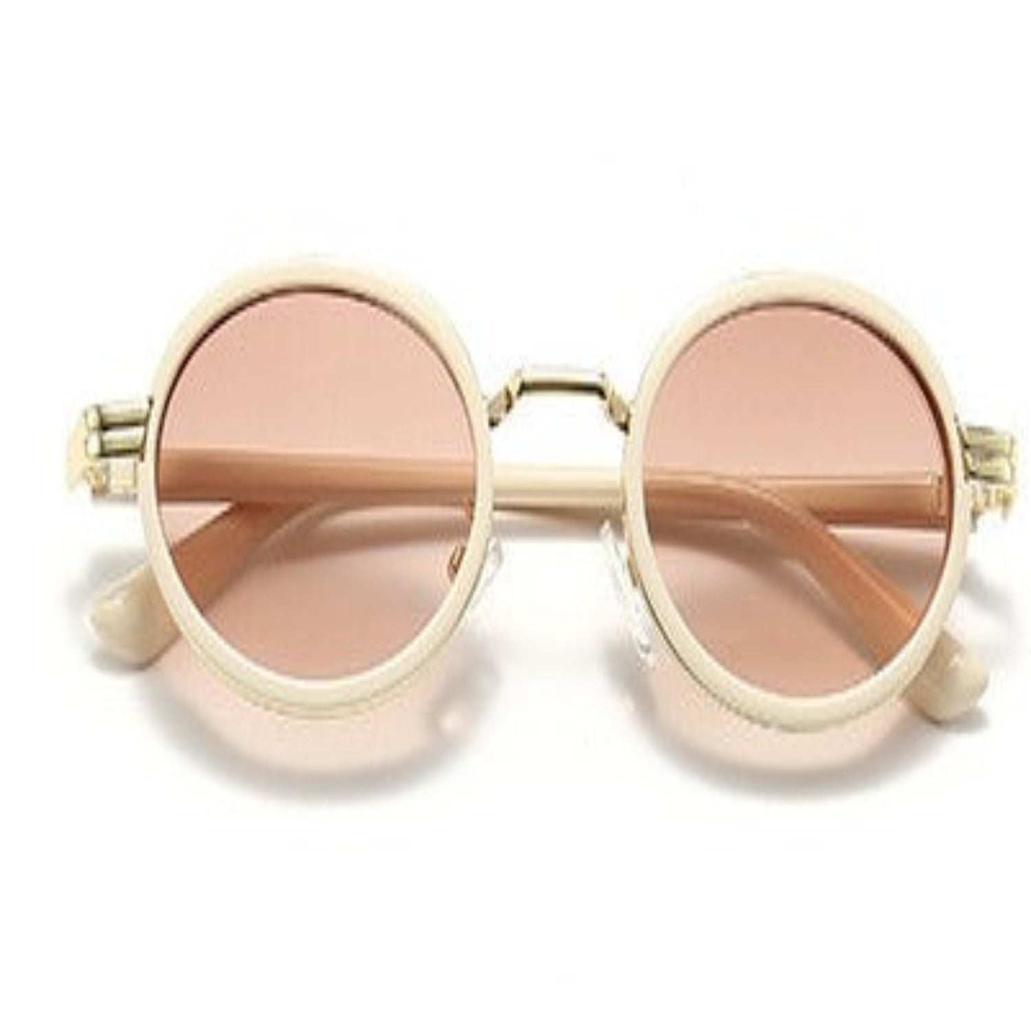 White Round Brown Sunglasses JLTG0177