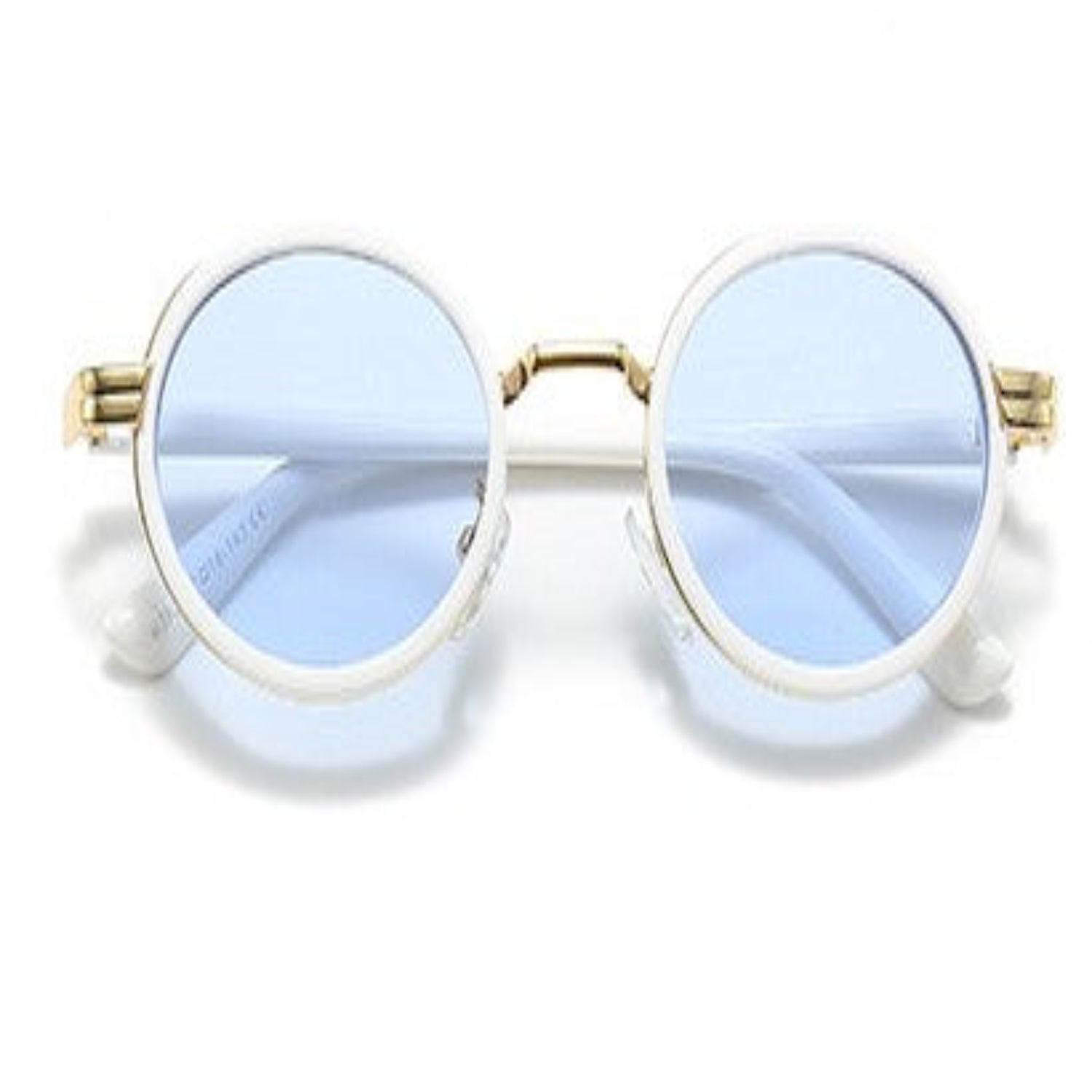 White Round Blue Sunglasses JLTG0178