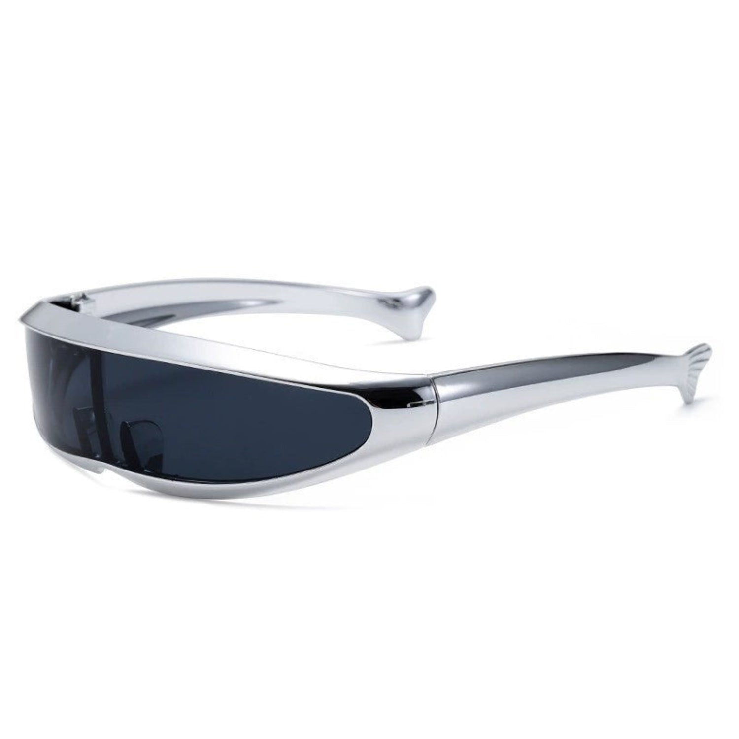 Silver Wraparound Black Sunglasses JLTG0187