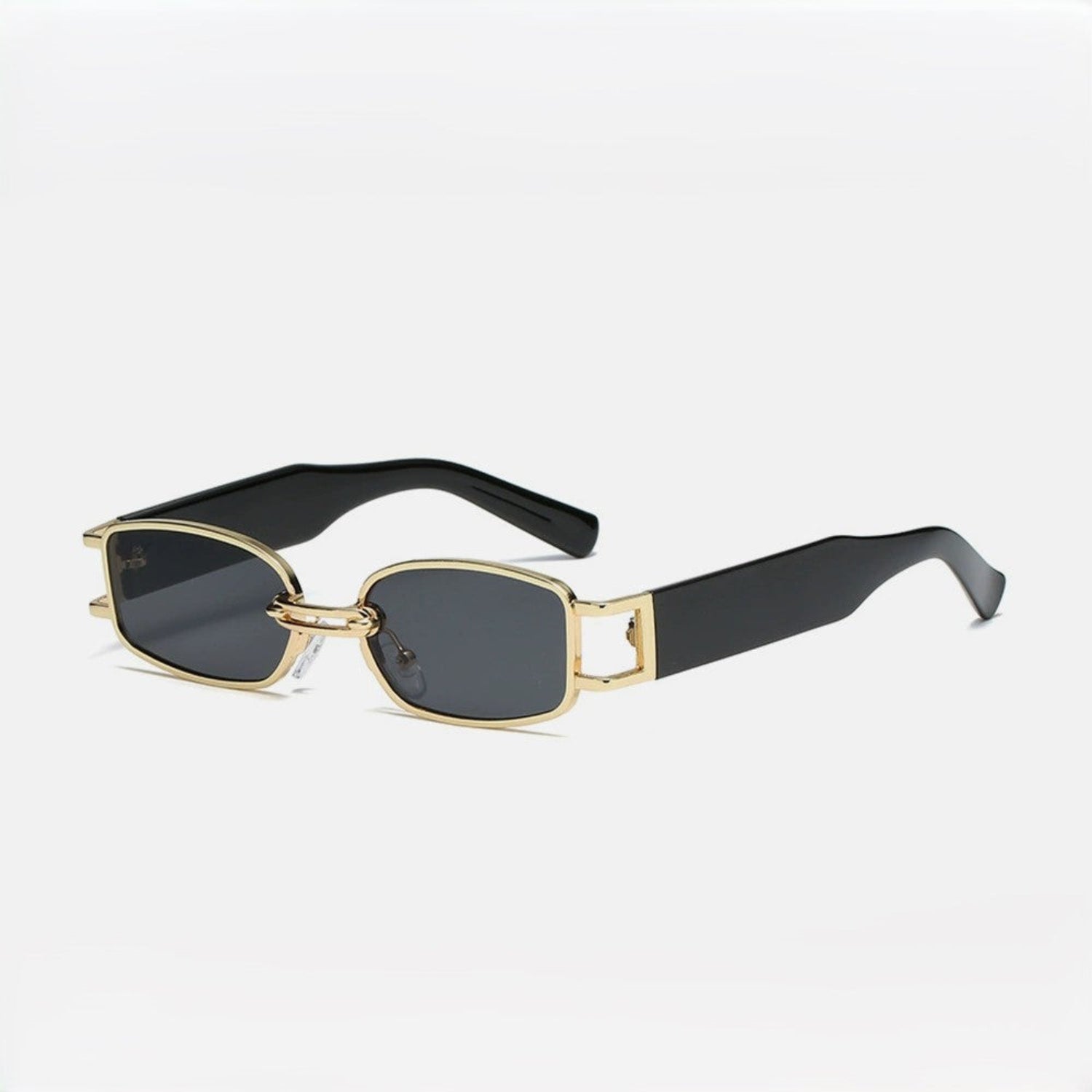 Black & Gold Rectangular Retro Sunglasses JLTG0208