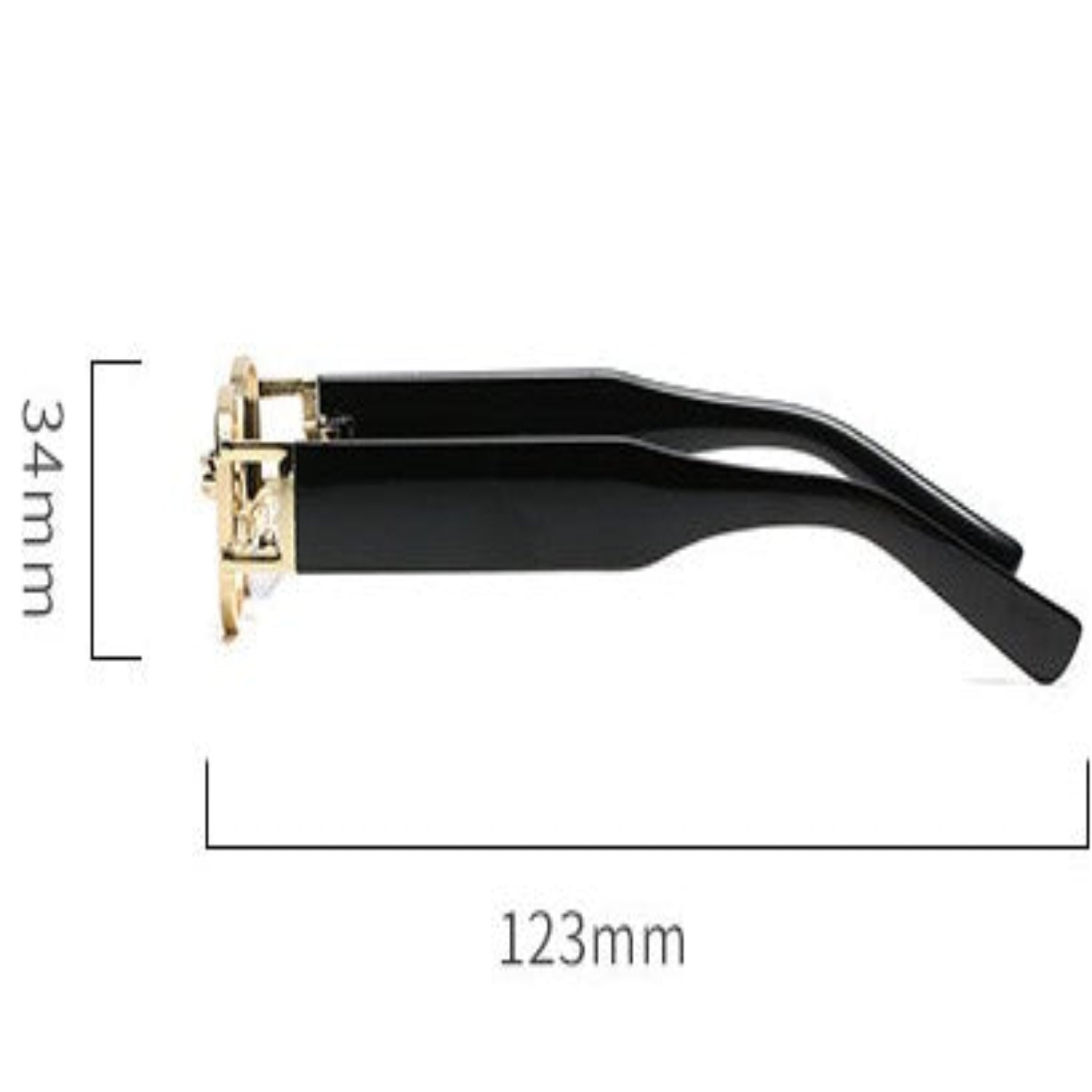 Black & Gold Rectangular Retro Sunglasses JLTG0208