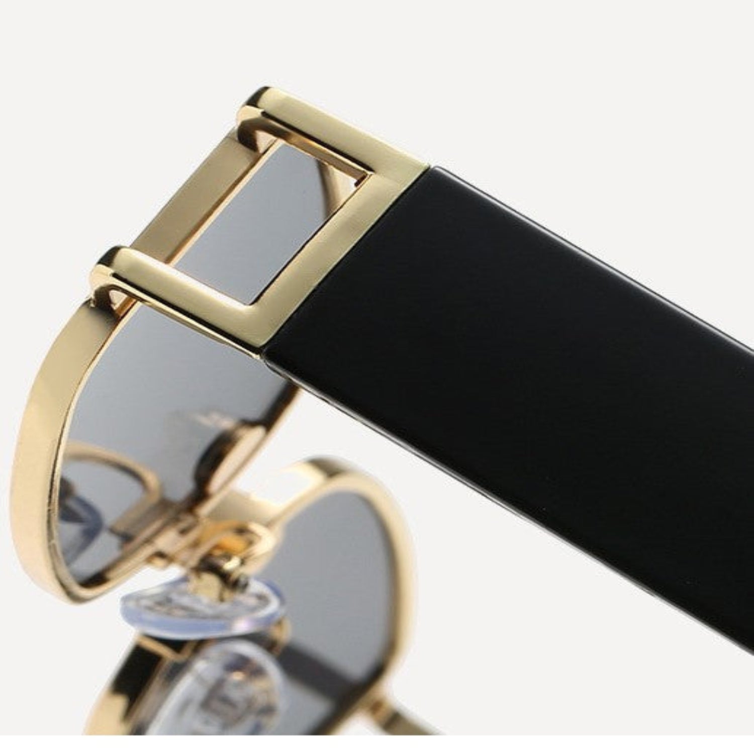 Black & Gold Rectangular Retro Sunglasses JLTG0208
