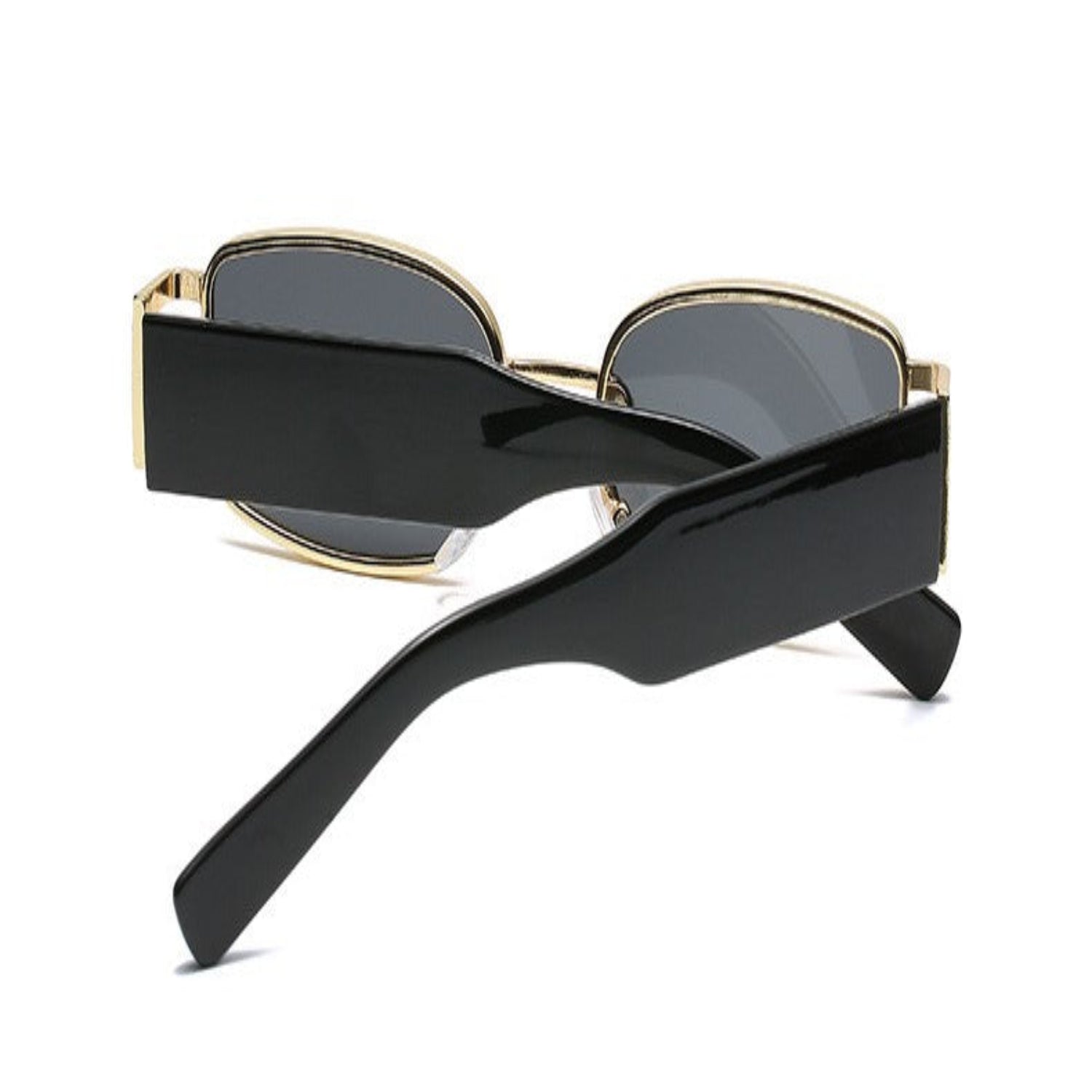 Black & Gold Rectangular Retro Sunglasses JLTG0208
