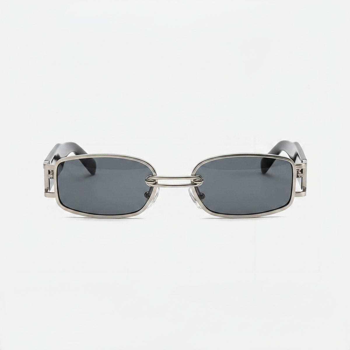 Black & Silver Rectangular Retro Sunglasses JLTG0209