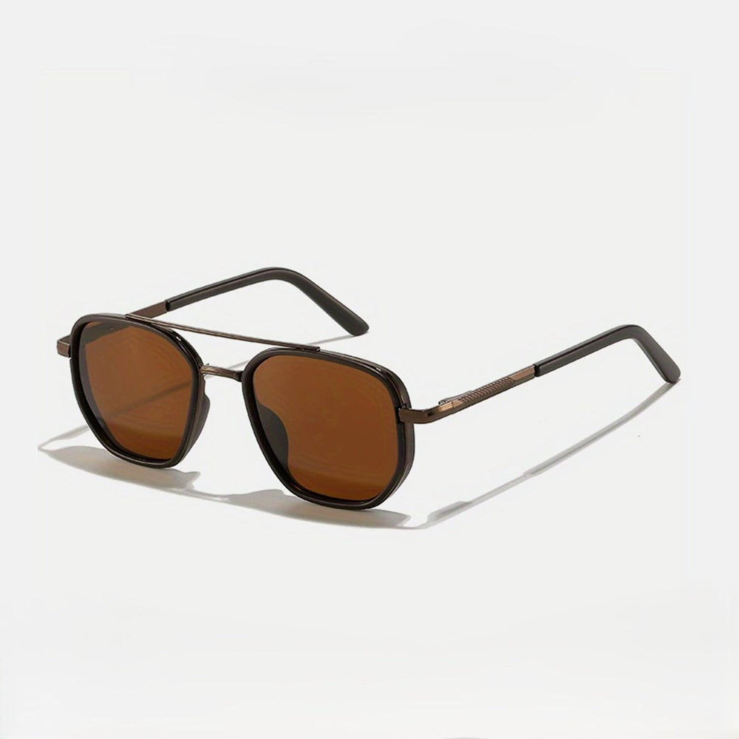 Brown Tinted Retro Square Metal Sunglasses JLTG0215