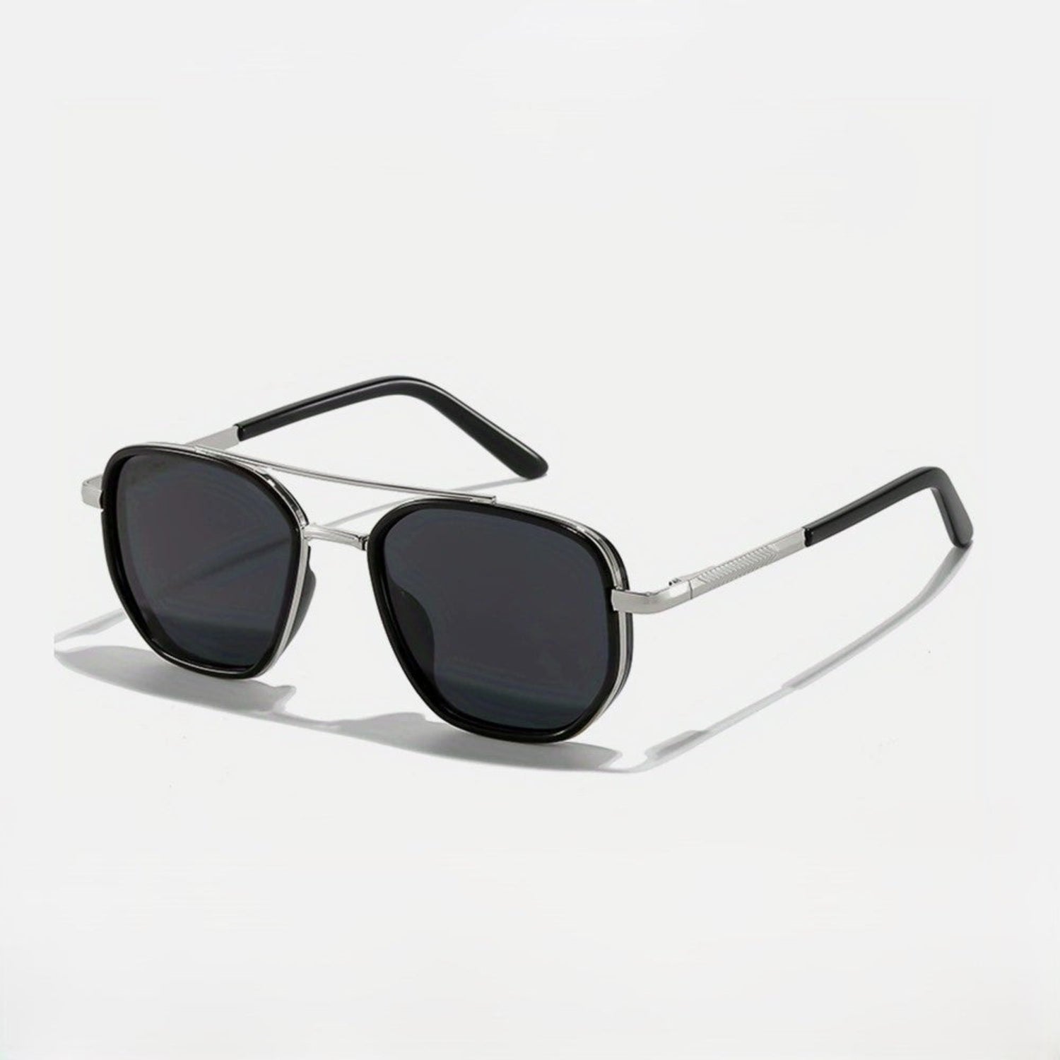Black & Silver Tinted Retro Square Metal Sunglasses JLTG0216