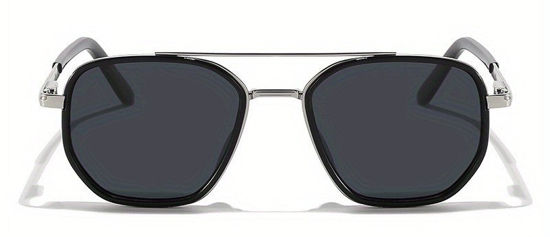 Black & Silver Tinted Retro Square Metal Sunglasses JLTG0216