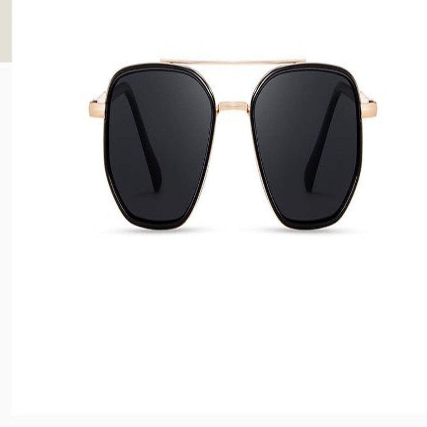 Black & Gold Tinted Retro Square Metal Sunglasses JLTG0217