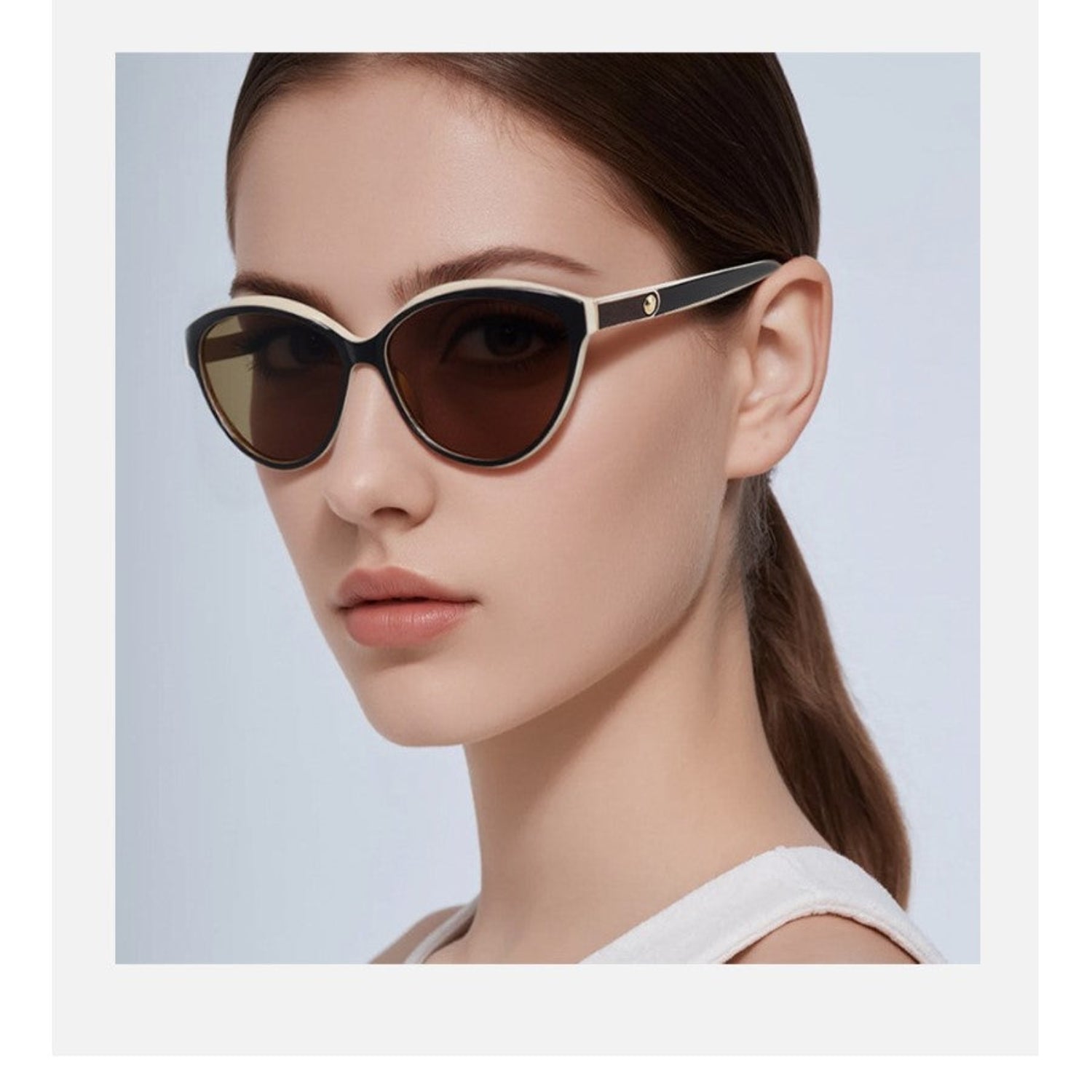 White Cat-Eye Sunglasses With Pouch & Cloth JLTG0223