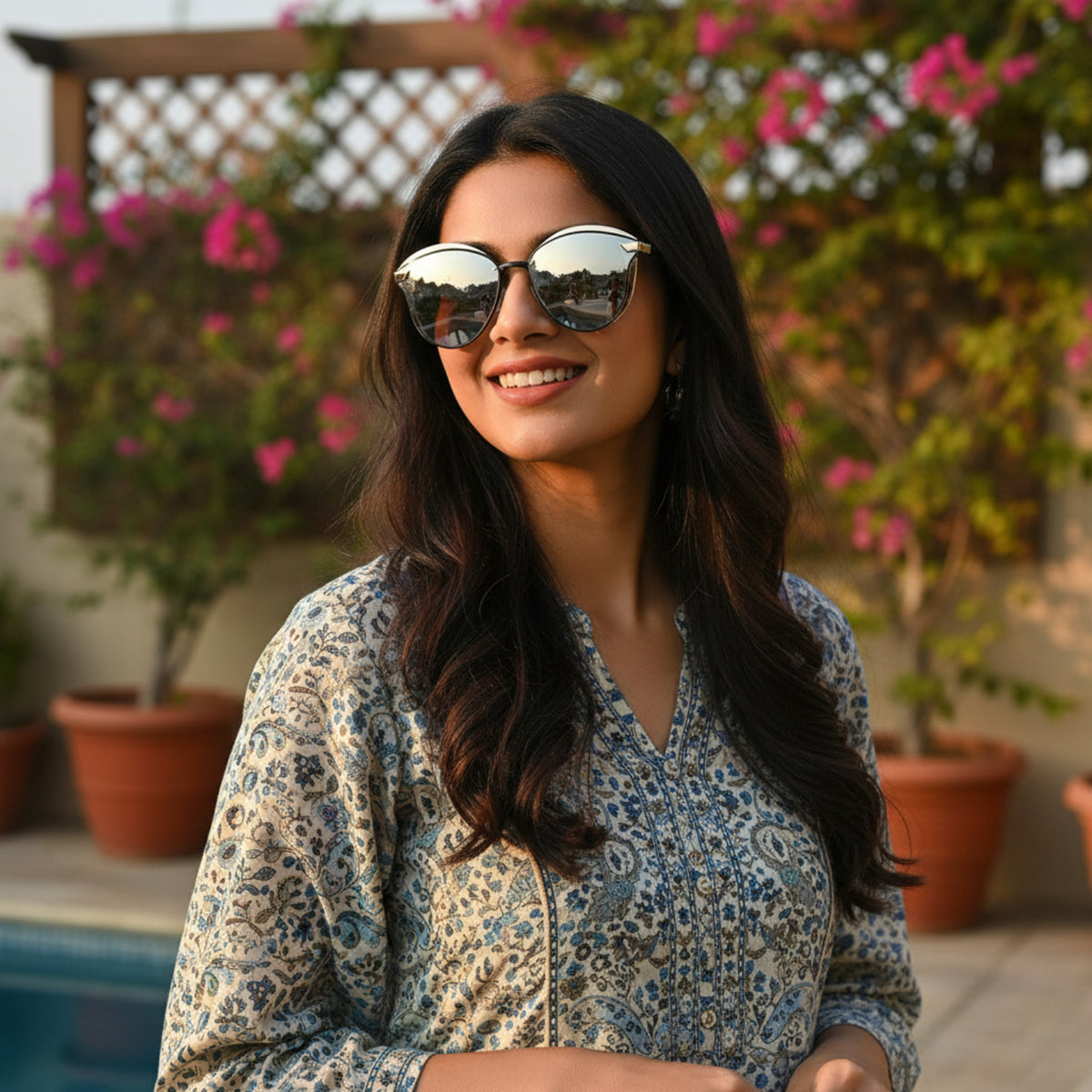 Gray Round Gold Sunglasses JLTG0232