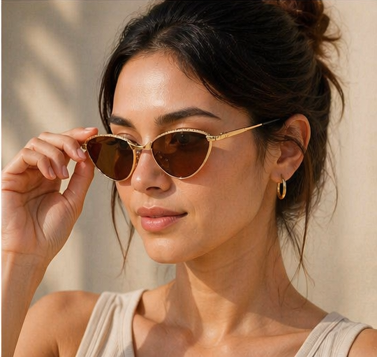 Sleek Brown Cat Eye Sunglasses JLTG0238