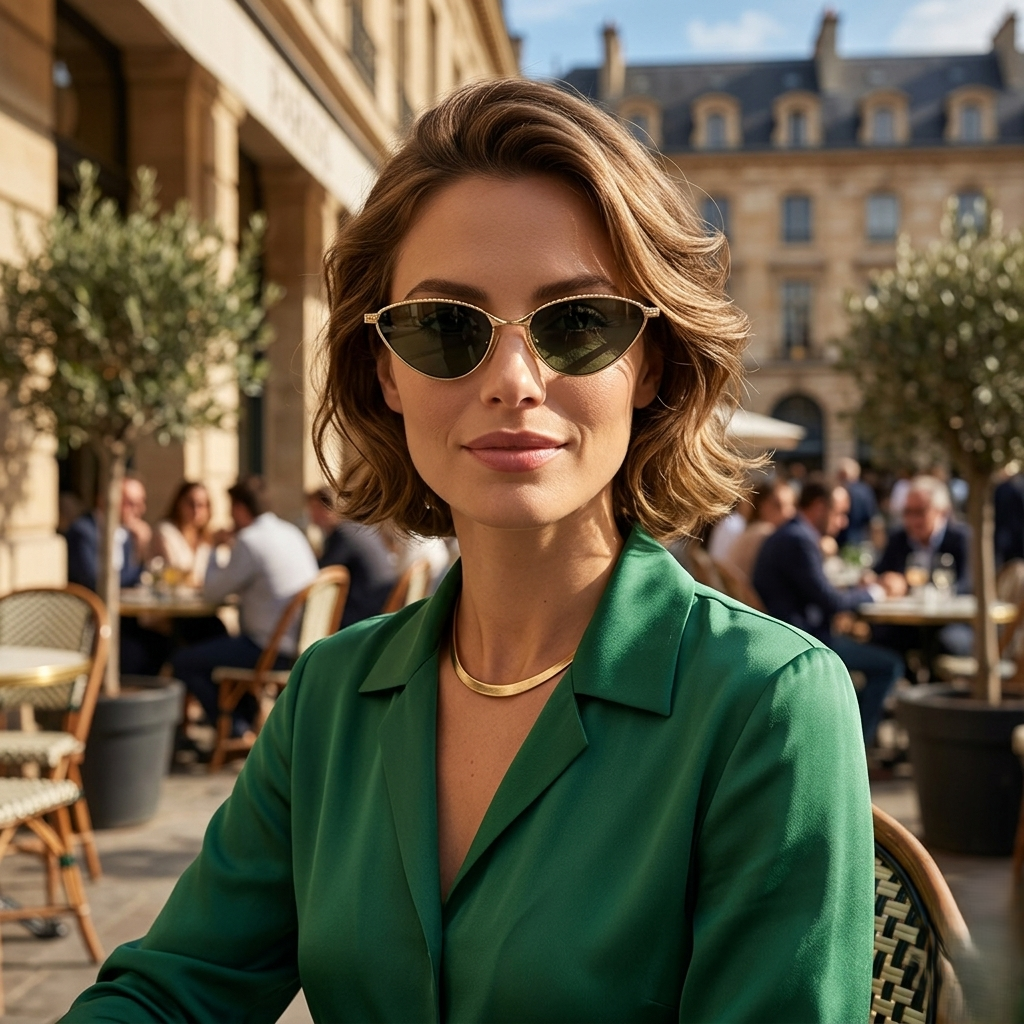 Sleek Green Cat Eye Sunglasses JLTG0239