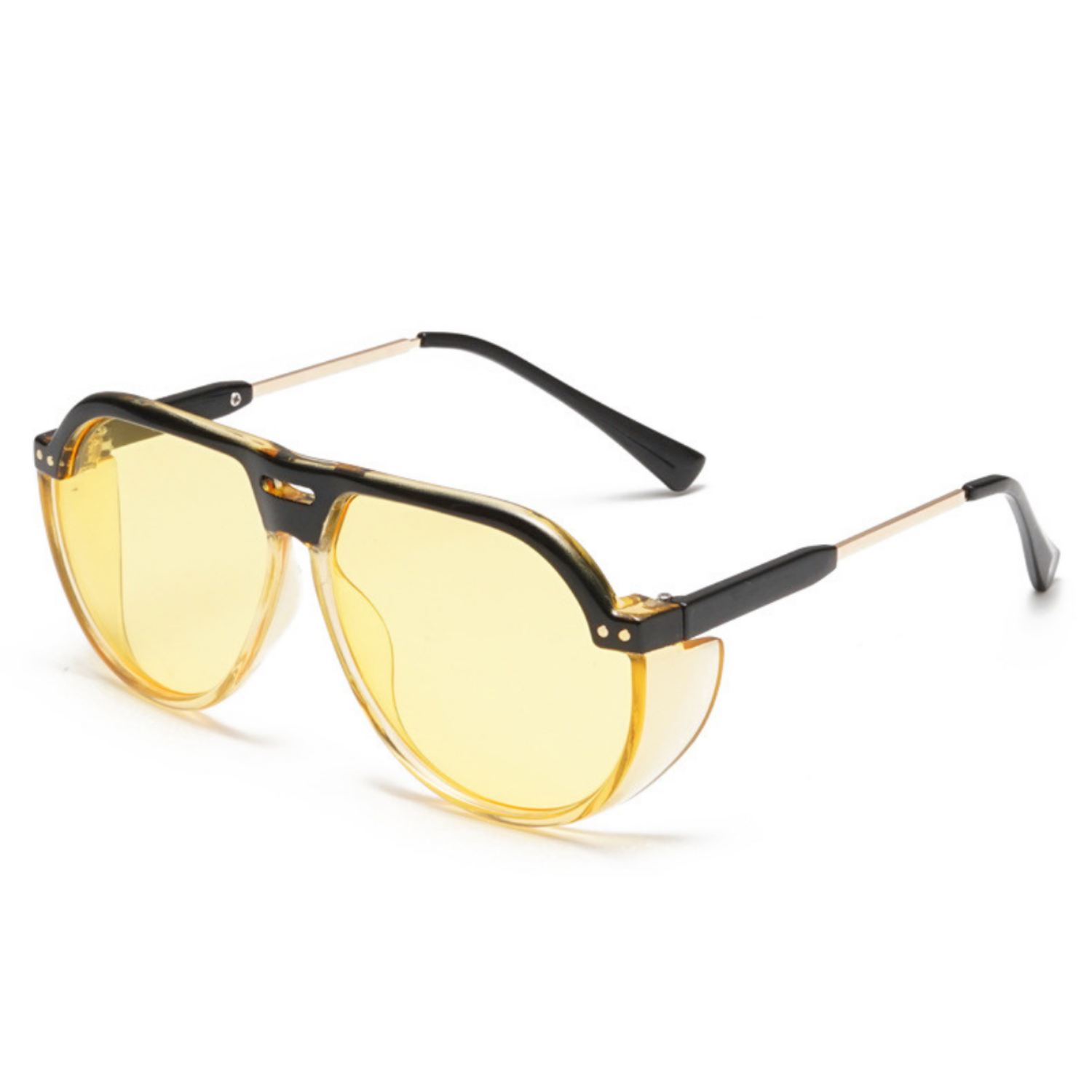 Vintage Black Yellow Aviator Sunglasses JLTG0243
