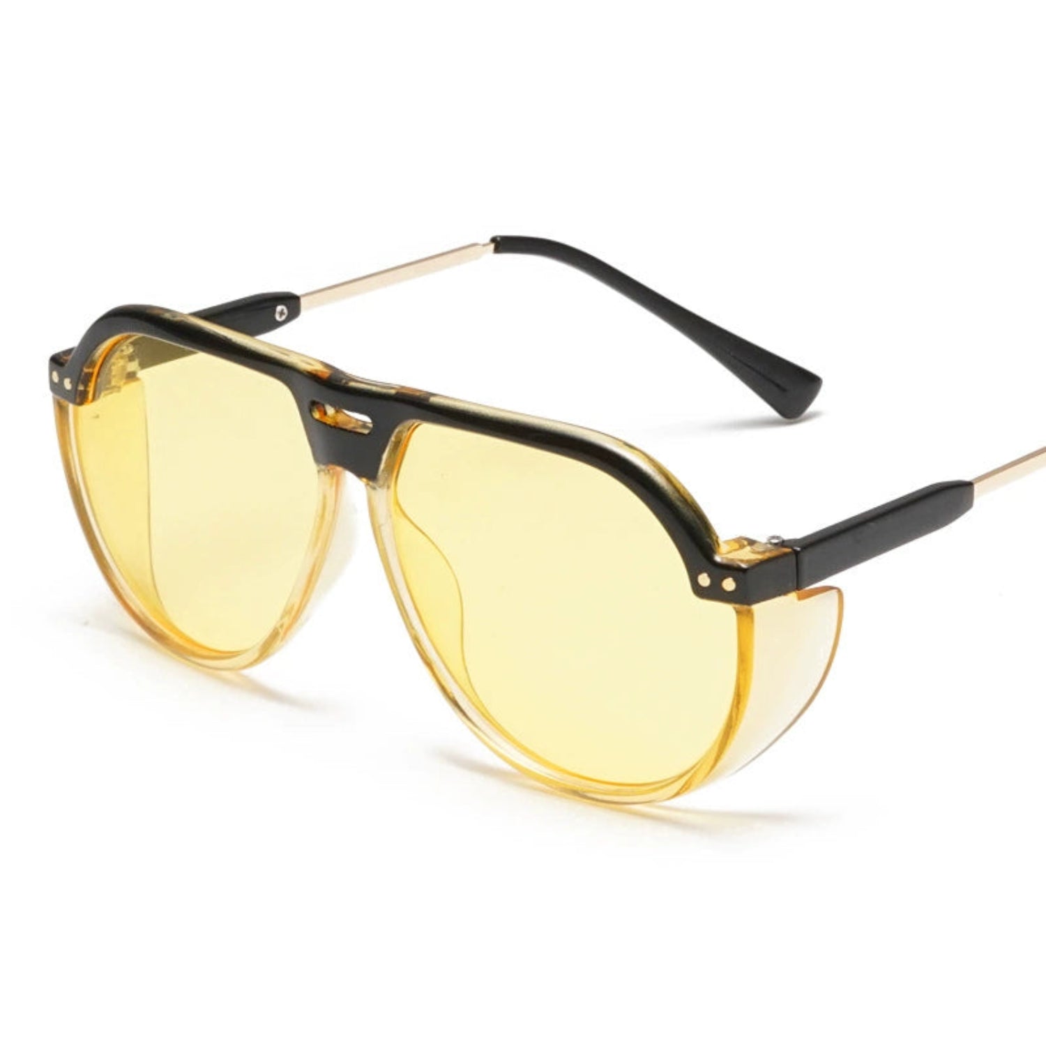 Vintage Black Yellow Aviator Sunglasses JLTG0243