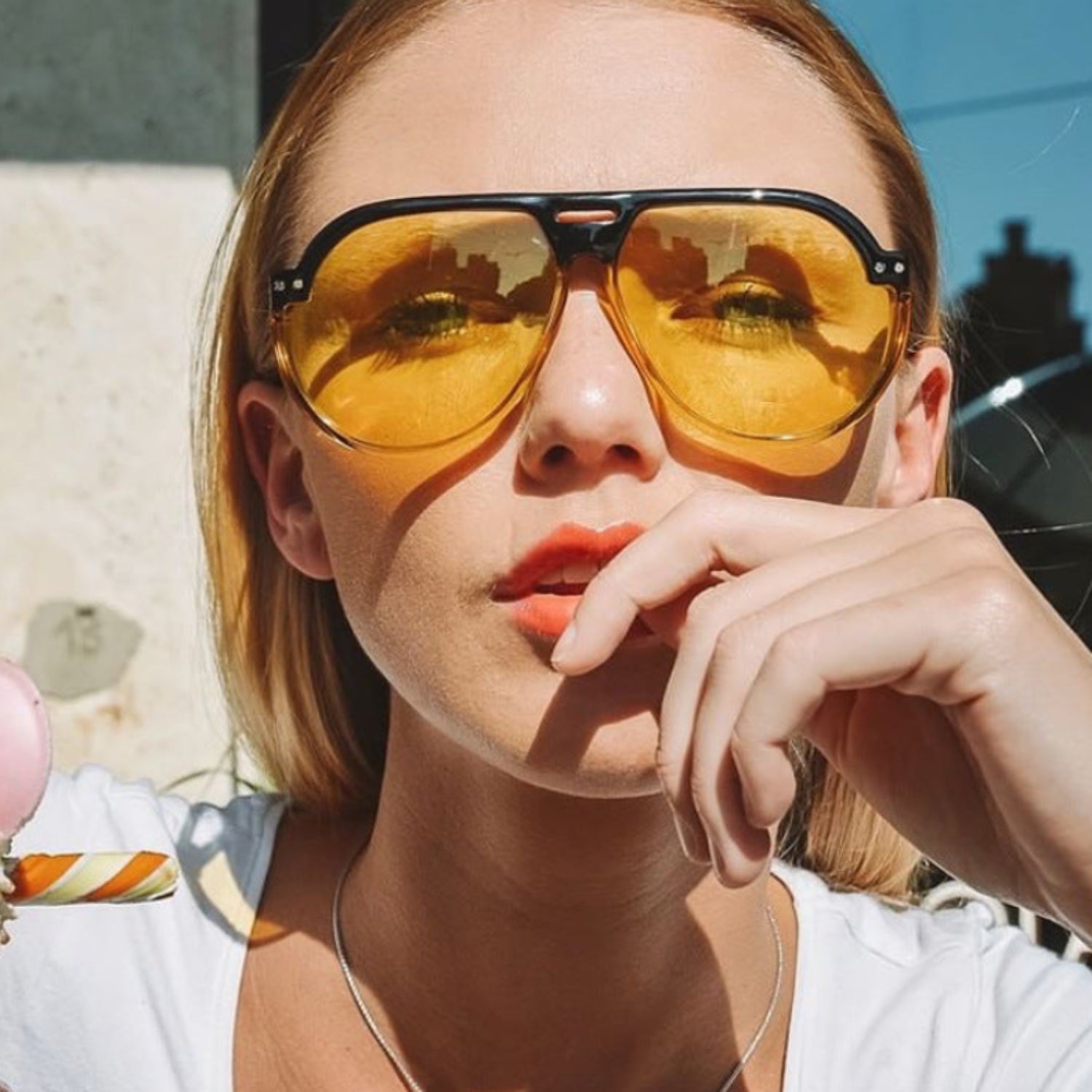 Vintage Black Yellow Aviator Sunglasses JLTG0243