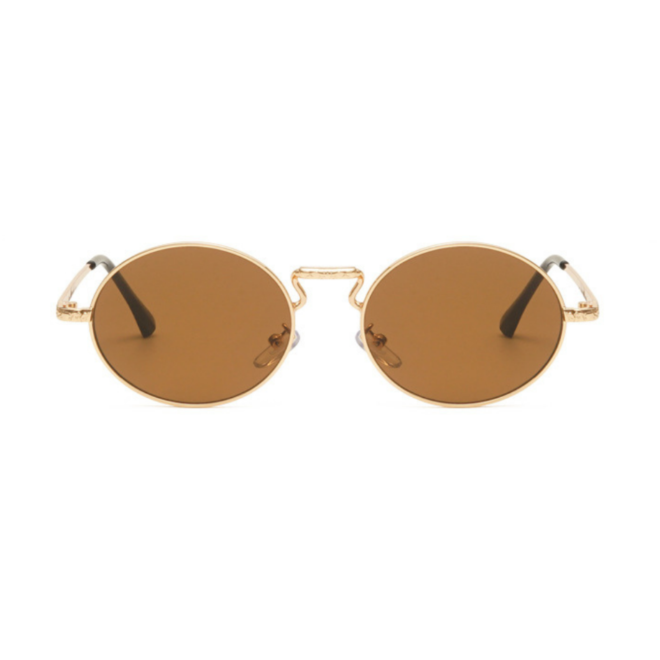Vintage Gold Brown Round Sunglasses JLTG0244