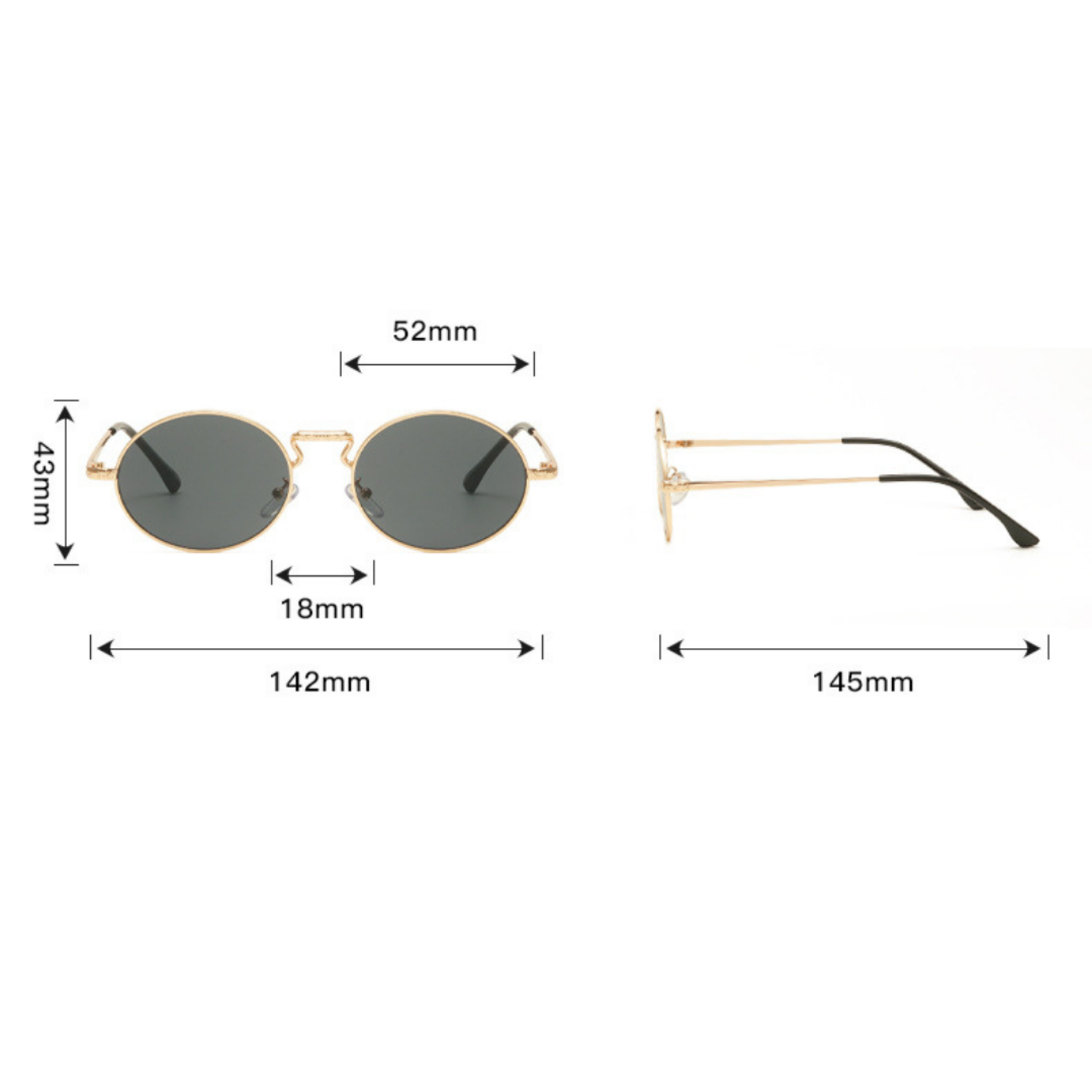 Vintage Gold Gray Round Sunglasses JLTG0245
