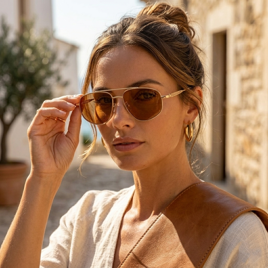 Modern Gold Brown Aviator Sunglasses JLTG0250
