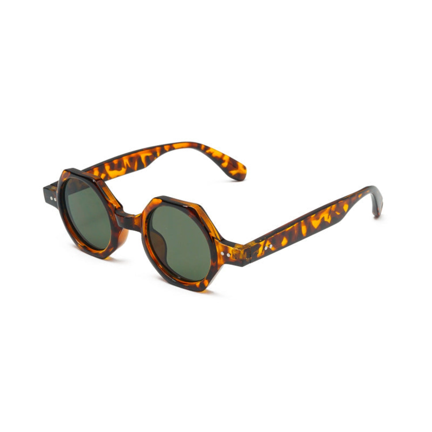 Tortoise Hexagon Retro Round Sunglasses JLTG0251