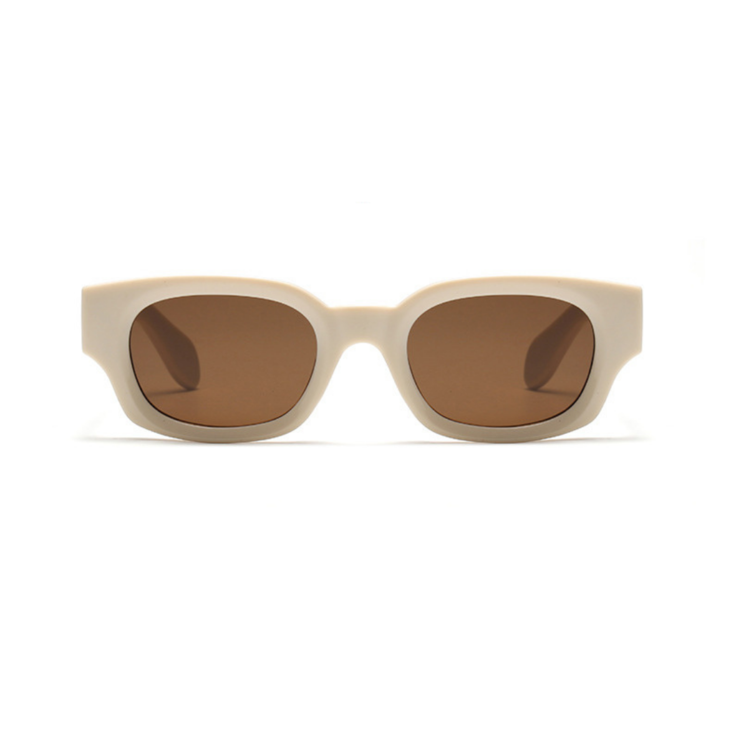 Trendy White Brown Square Sunglasses JLTG0254