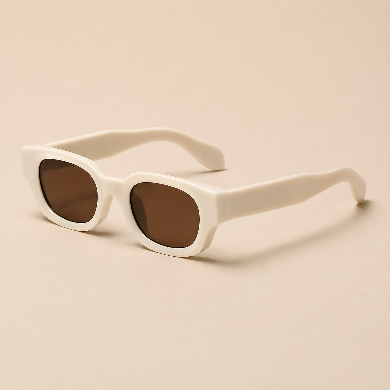 Trendy White Brown Square Sunglasses JLTG0254