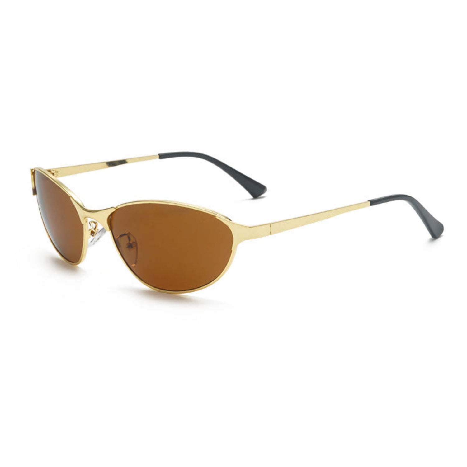 Sleek Gold Brown Wrap Sunglasses JLTG0266