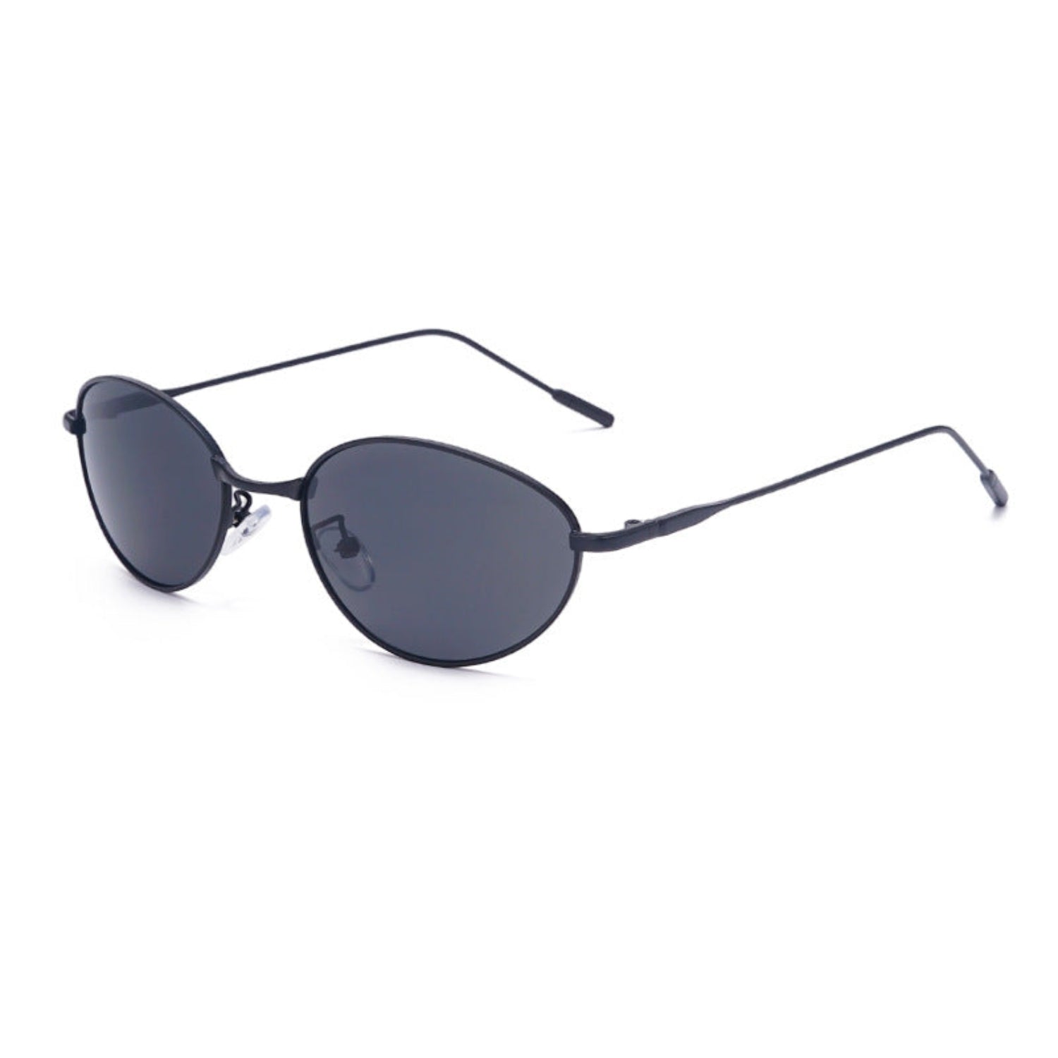 Sleek Black Oval Metal Sunglasses JLTG0267